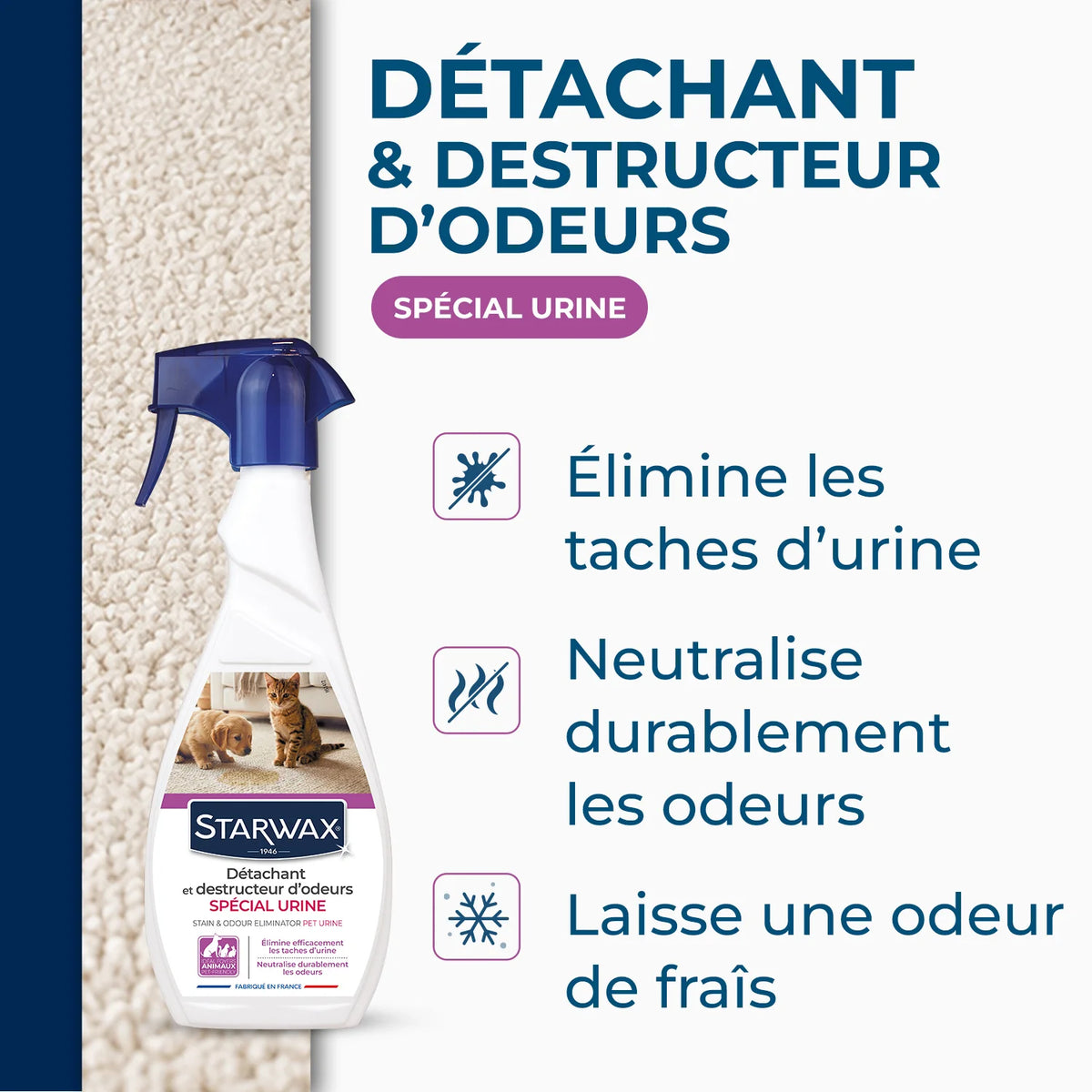 Détachant & destructeur d’odeurs spécial urine