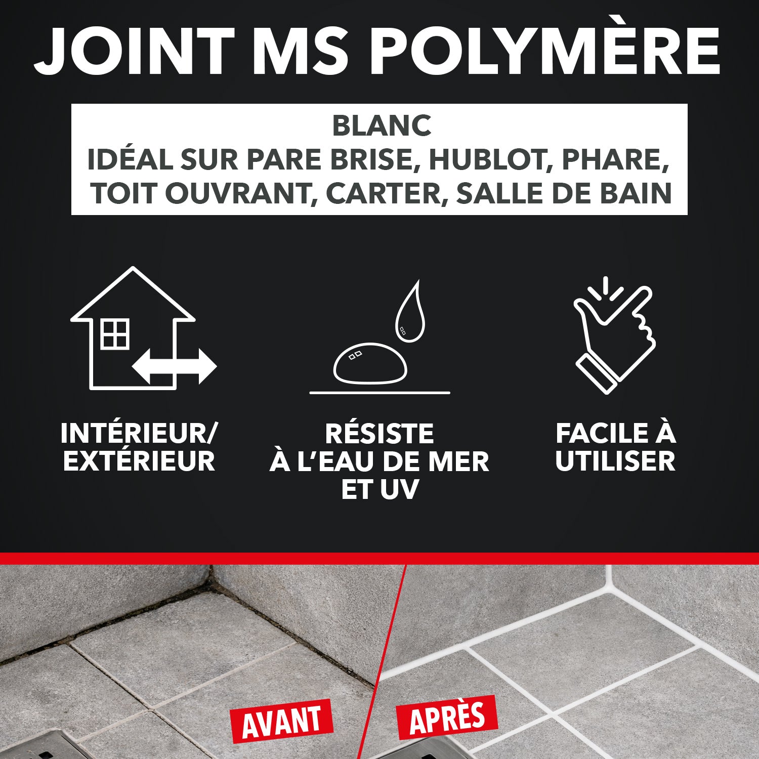 SINTO - Joint mastic auto marine 290ml Blanc