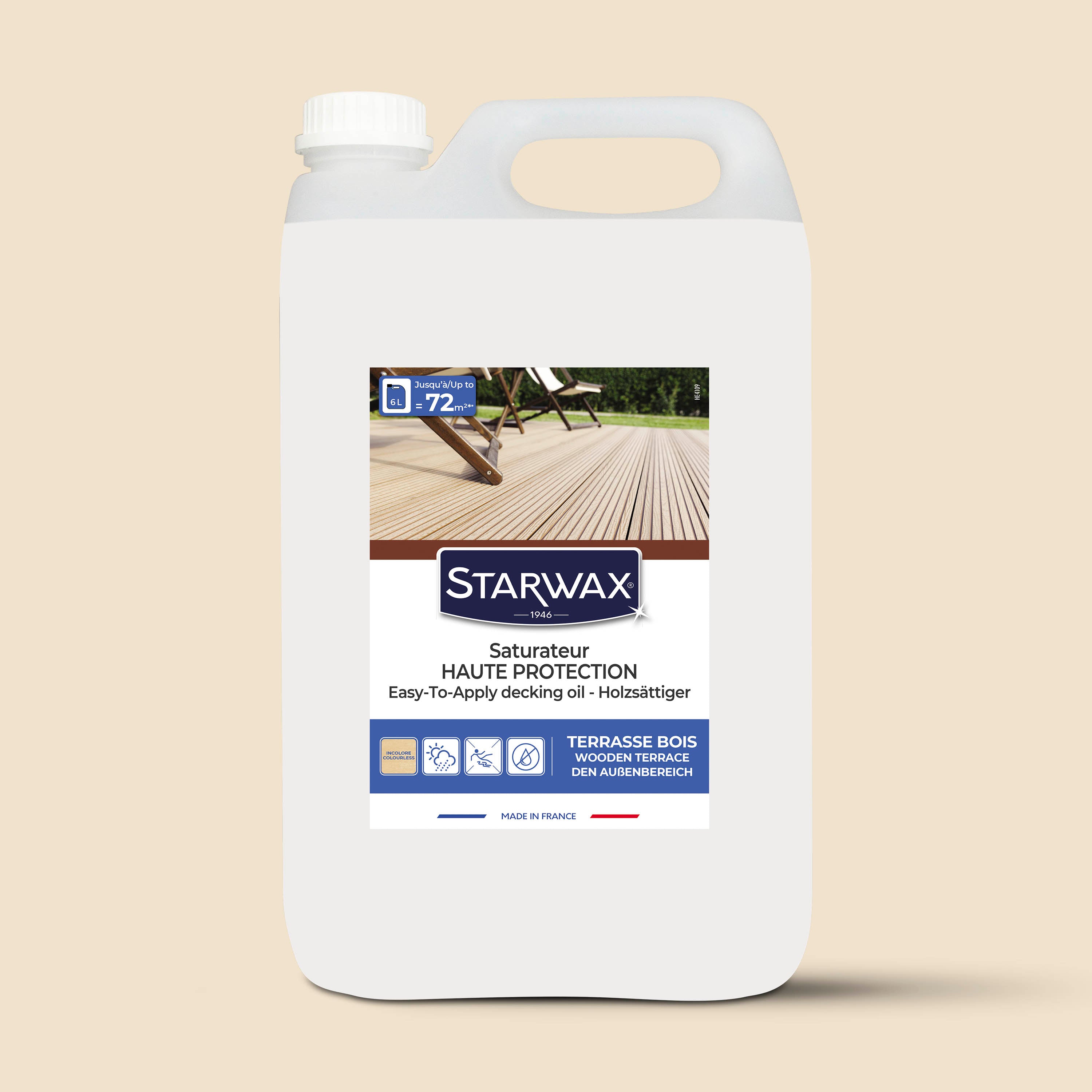 STARWAX - Saturateur Haute protection pour terrasses bois
1L Teck