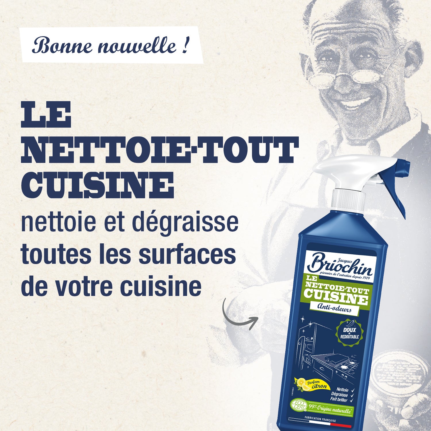 JACQUES BRIOCHIN - Le Nettoie-tout Cuisine 750ml Citron / Cyprès