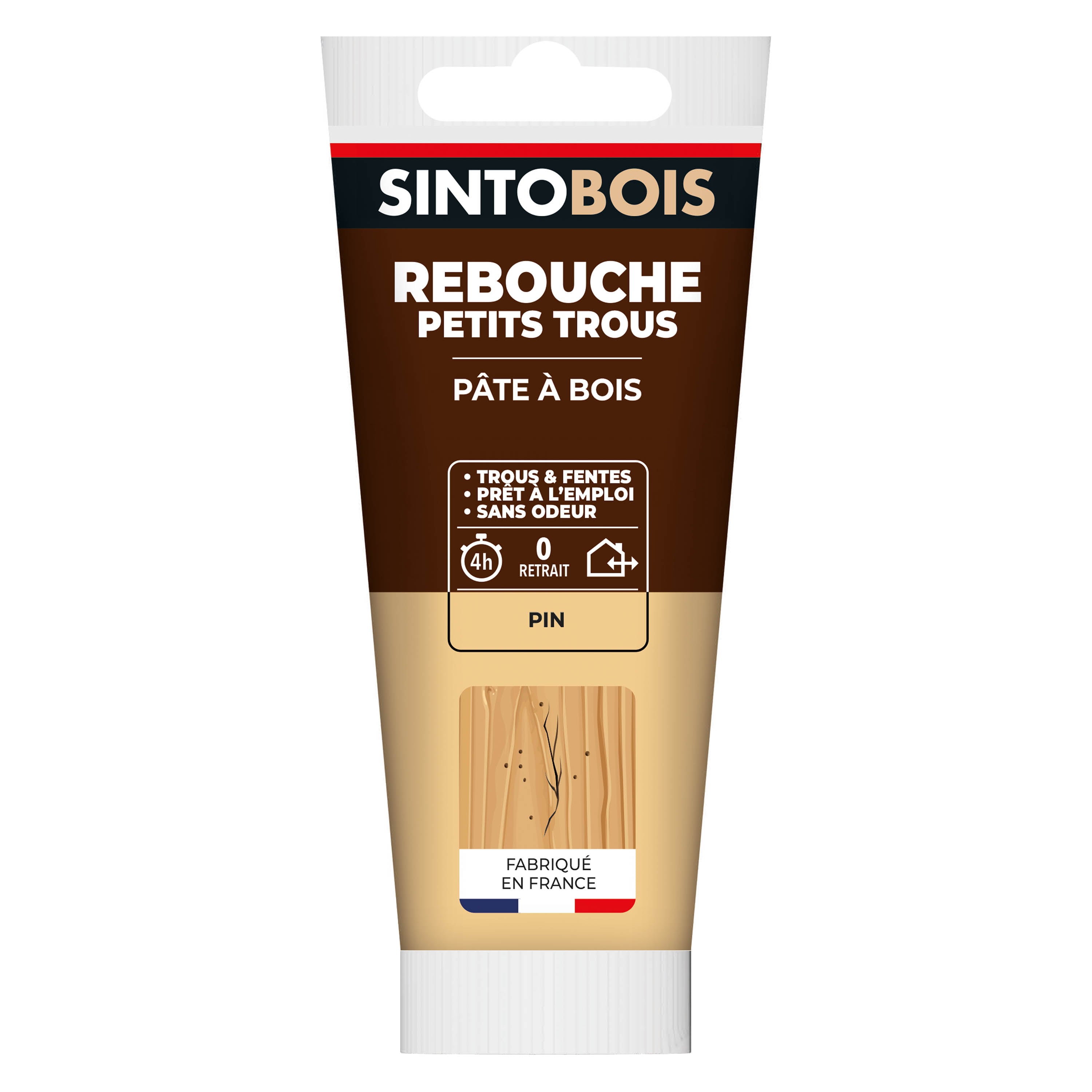 SINTO - Rebouche imperfections - Pâte à bois naturel 80g Blanc