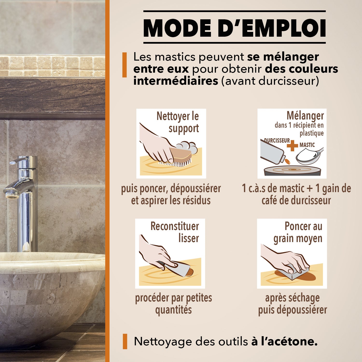 SINTO - Répare sols et murs blanc (marbre, faïence, carrelage, plâtre) 280g Blanc