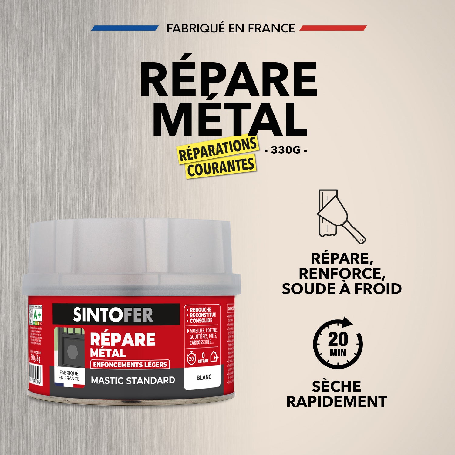 SINTO - Répare métal standard 120g Blanc