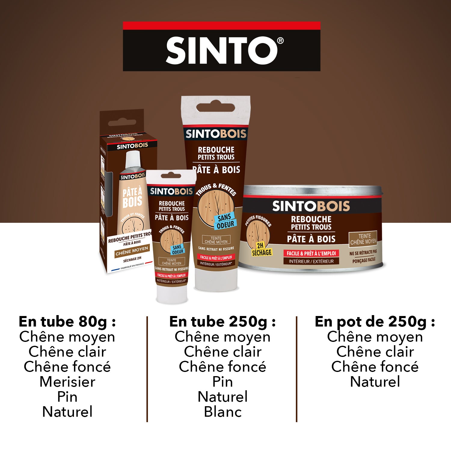 SINTO - Pâte à bois tradition 550ml Chêne clair