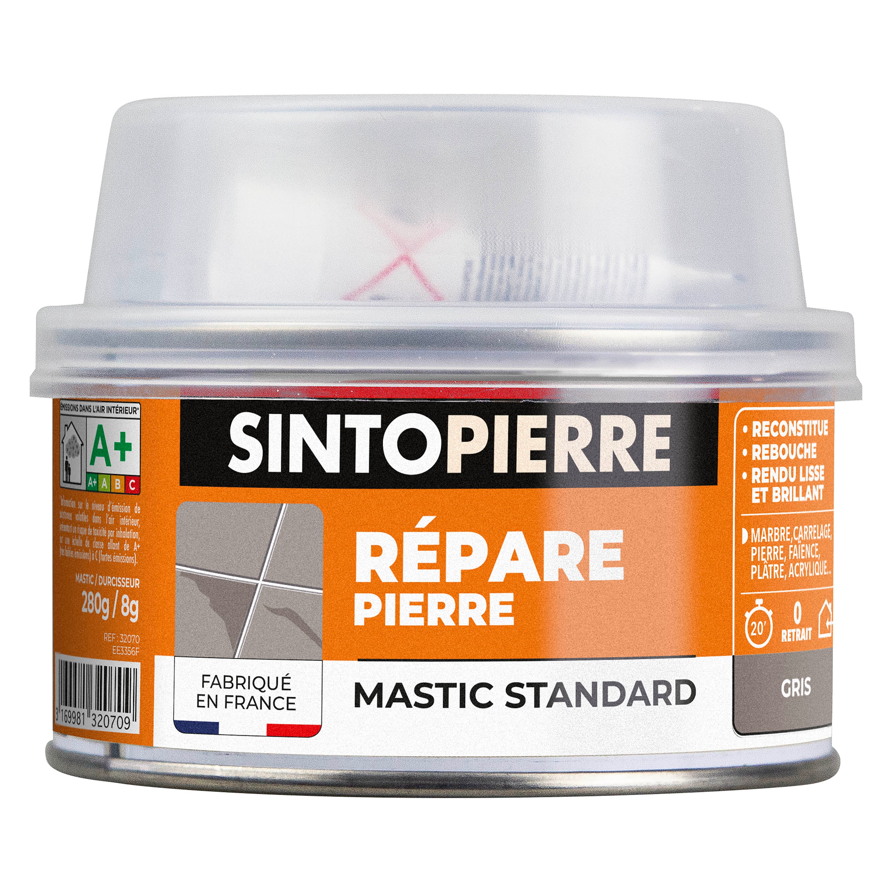 SINTO - Répare sols et murs gris (ardoise, marbre, pierre bleue, béton ciré) 280g Gris