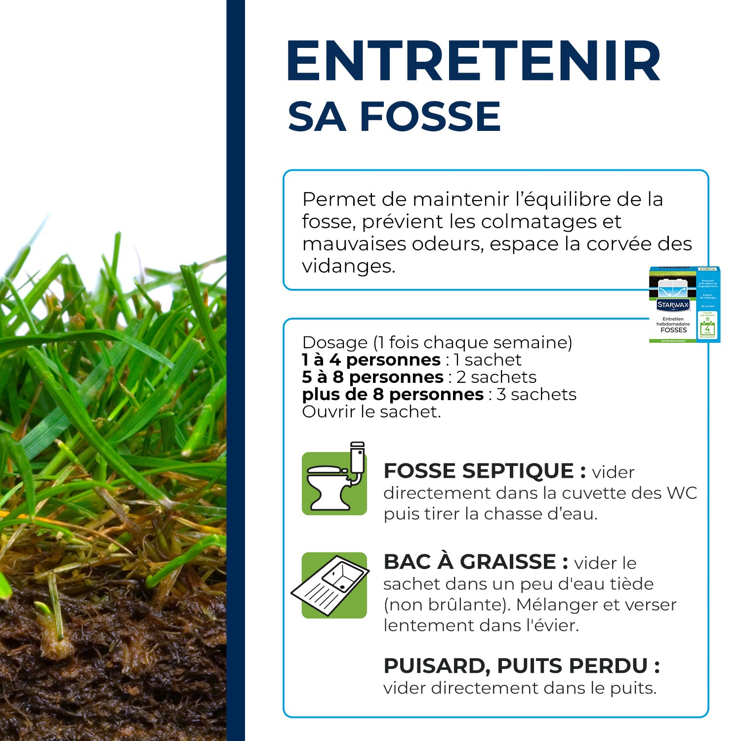 STARWAX - Entretien hebdomadaire pour fosses septiques
450g