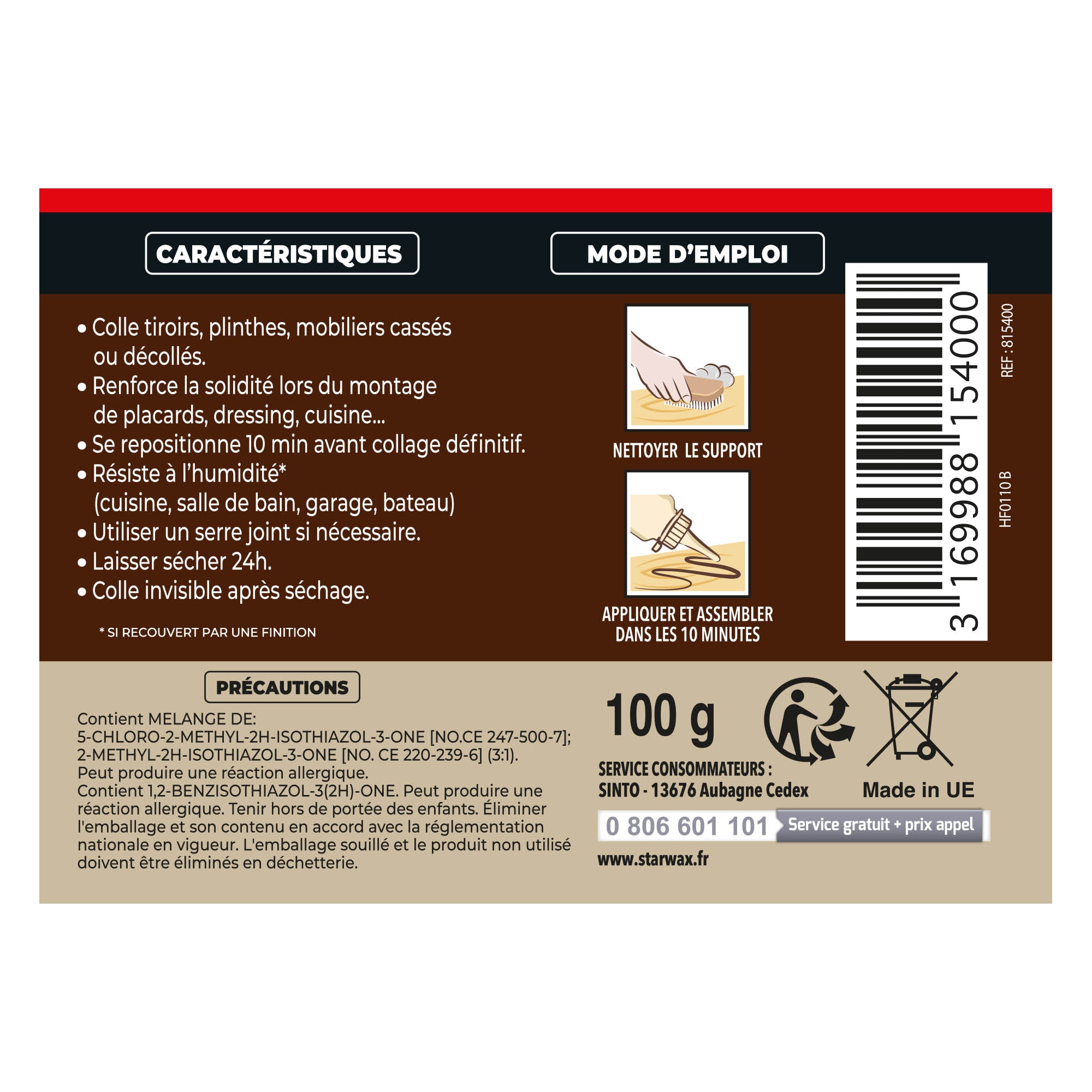 SINTO - Colle bois et dérives 100g