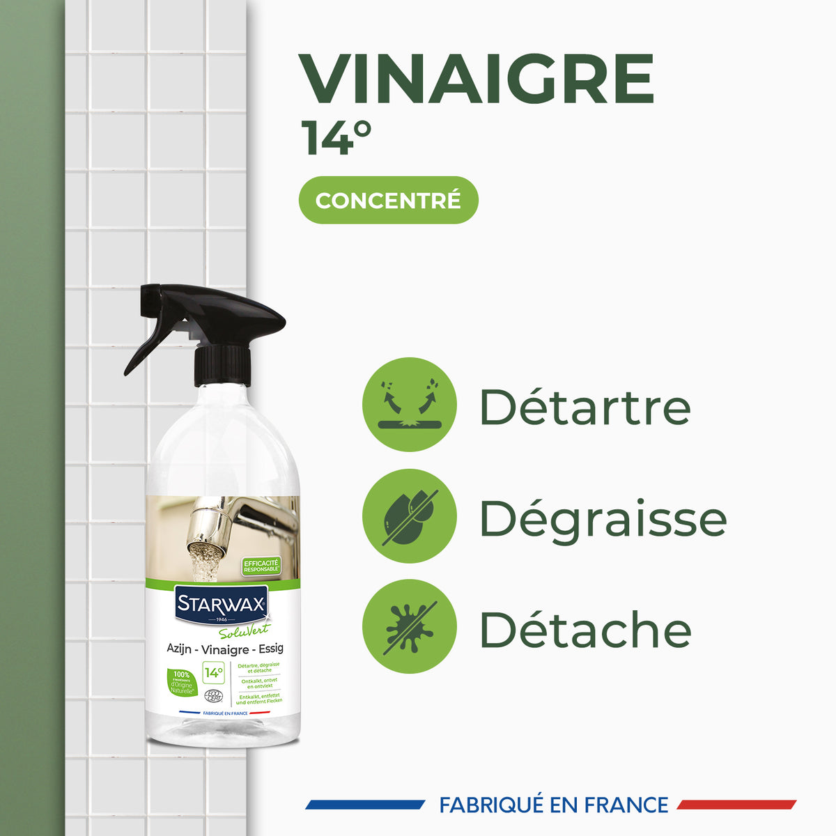 STARWAX SOLUVERT - Vinaigre 14° 1L