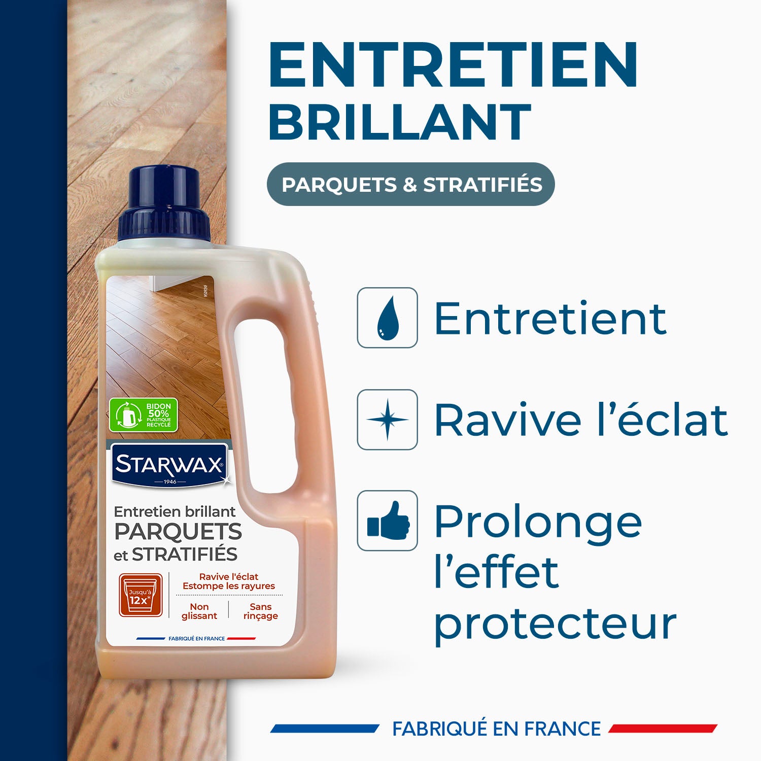 STARWAX - Entretien brillant pour parquets et sols stratifiés
1L