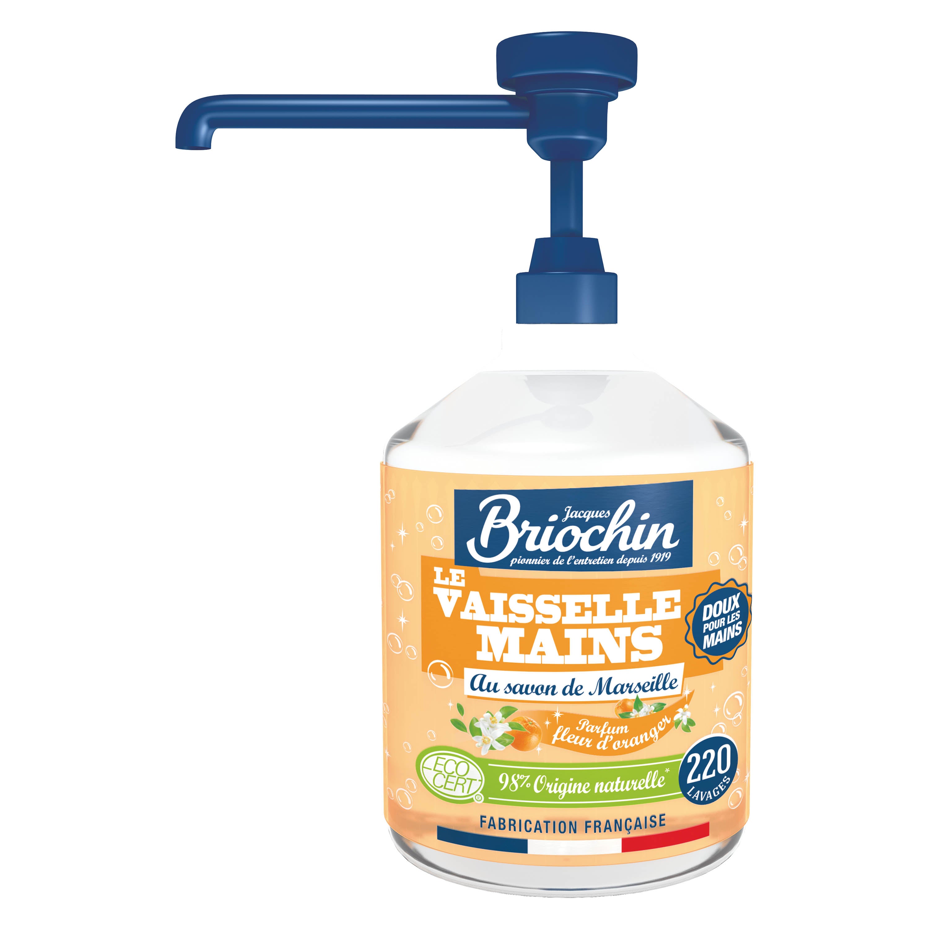 JACQUES BRIOCHIN - Liquide Vaisselle Mains Savon liquide de Marseille & fleur d'oranger 500mL Fleur d'oranger