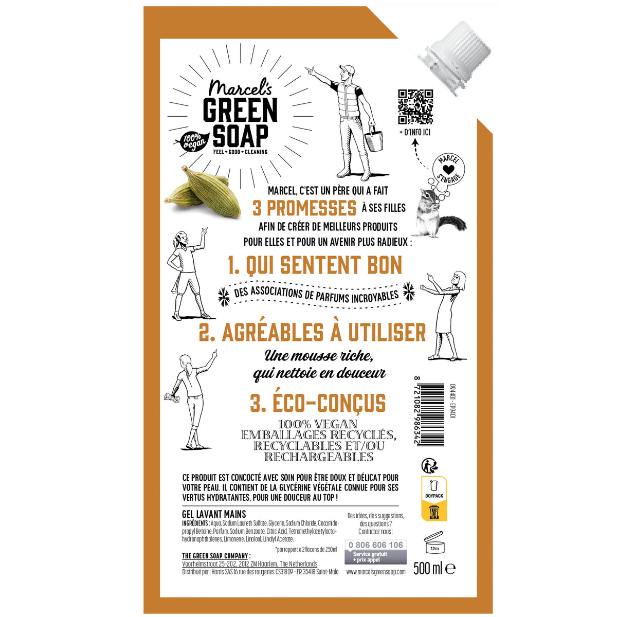 MARCEL'S GREEN SOAP - Recharge Gel Lavant Mains Santal & Cardamome 500ml Santal & Cardamome