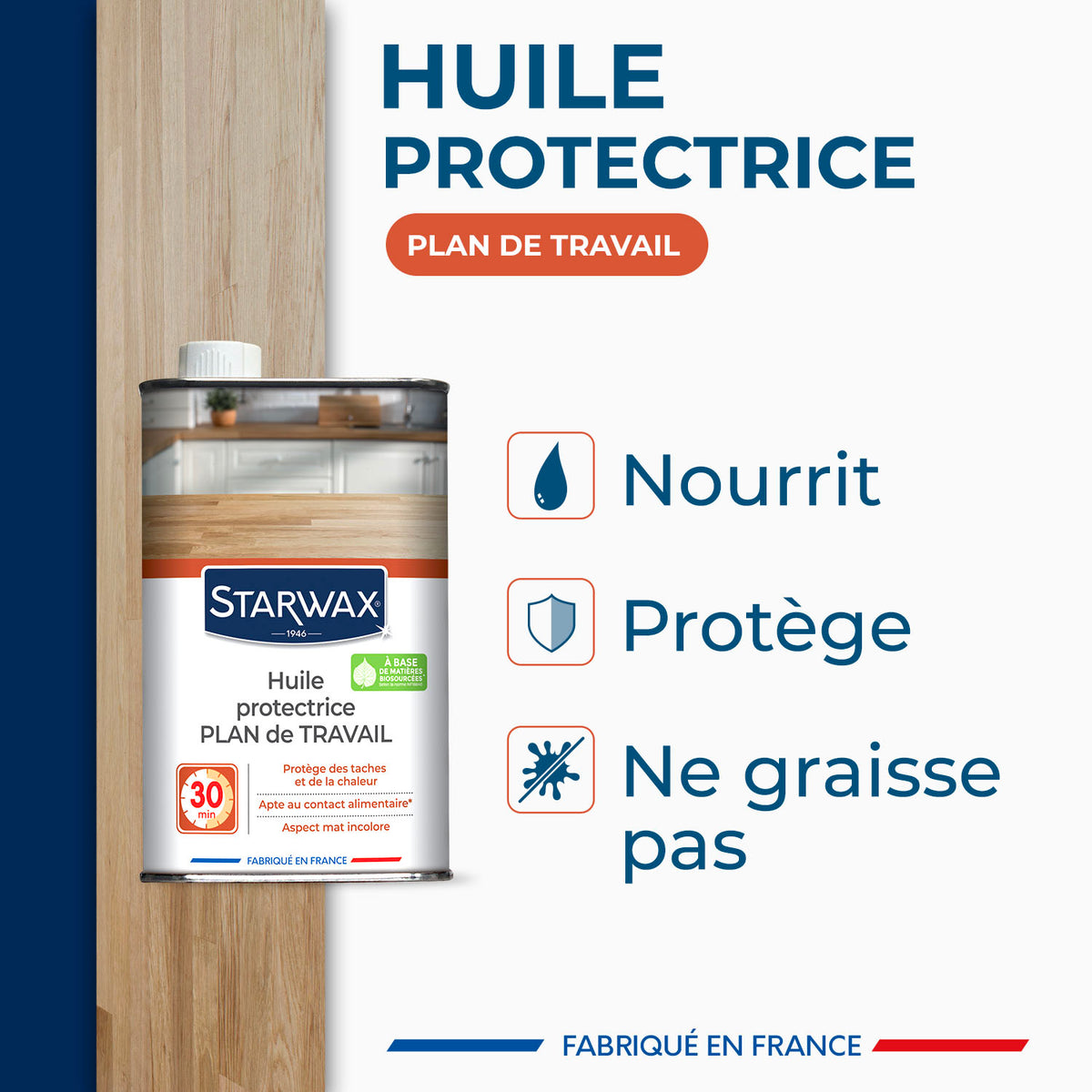 STARWAX - Huile protectrice pour plan de travail en bois huilé
500ml