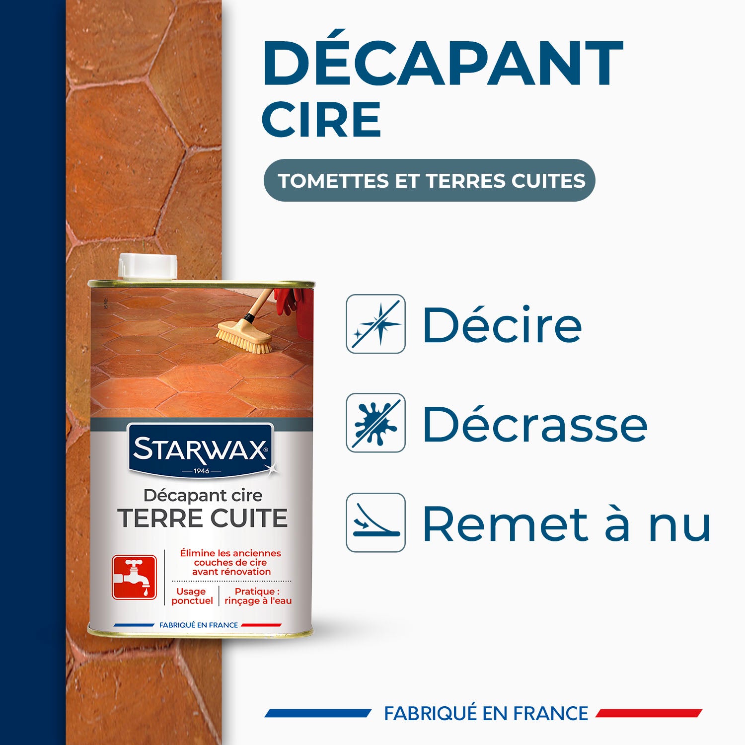 STARWAX - Décapant cire avant rénovation pour tomettes et terres cuites
1L