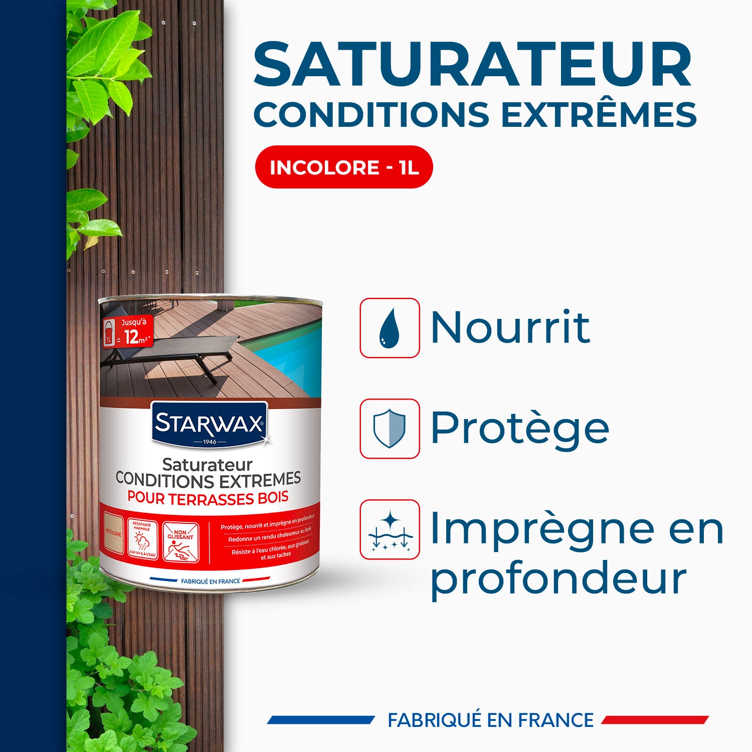 STARWAX - Saturateur bois extérieurs conditions extrêmes
1L Incolore
