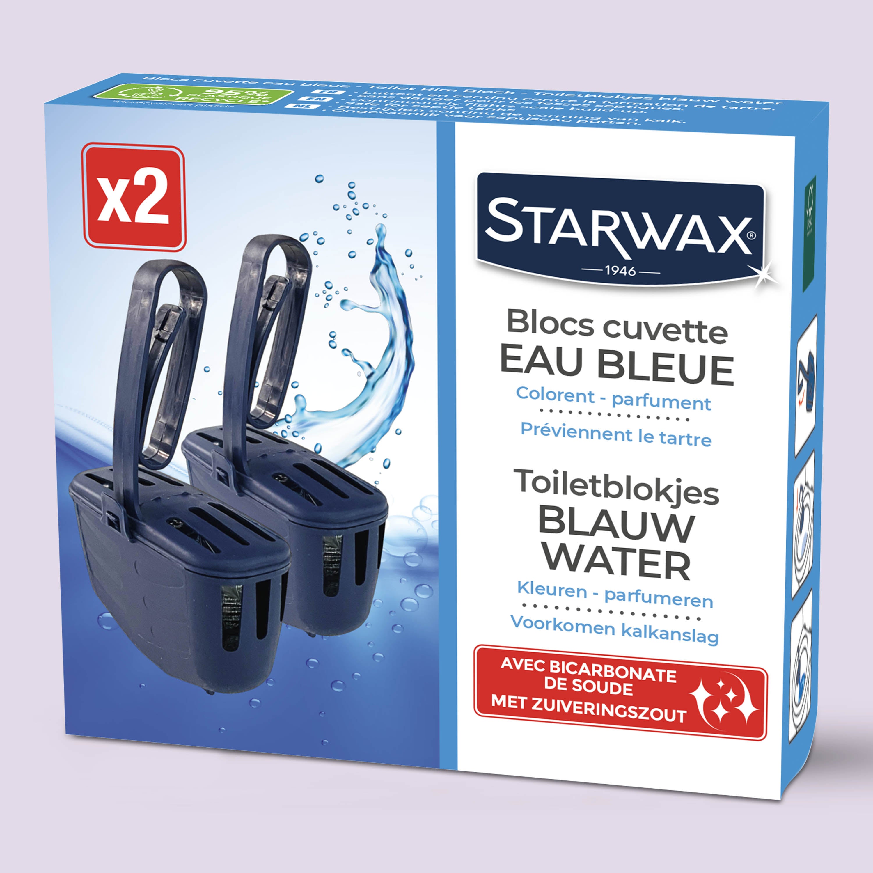 STARWAX - Blocs cuvette eau bleue pour WC
2 x 40g
