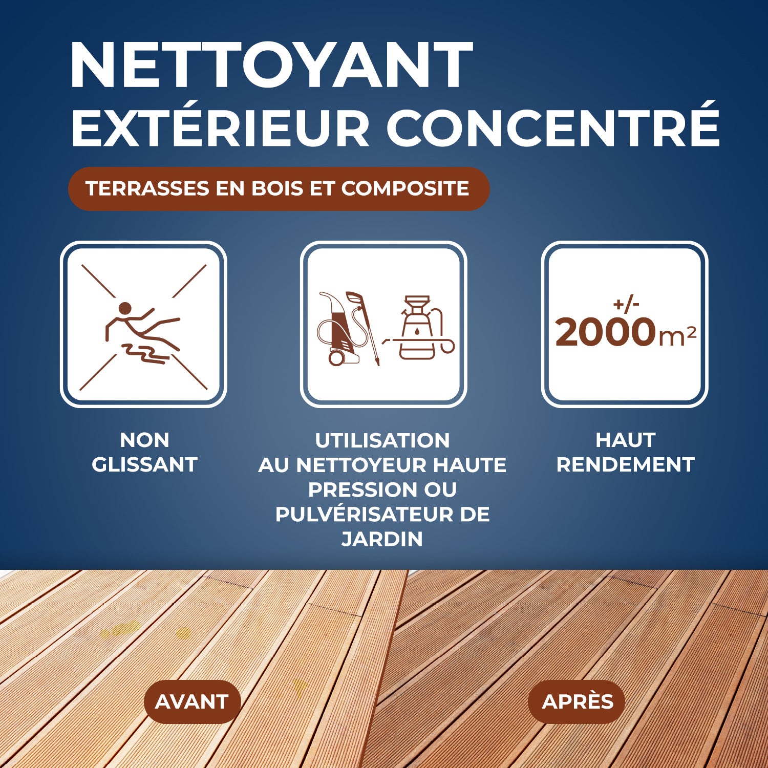 STARWAX - Nettoyant concentré pour terrasses en bois et composite
1L