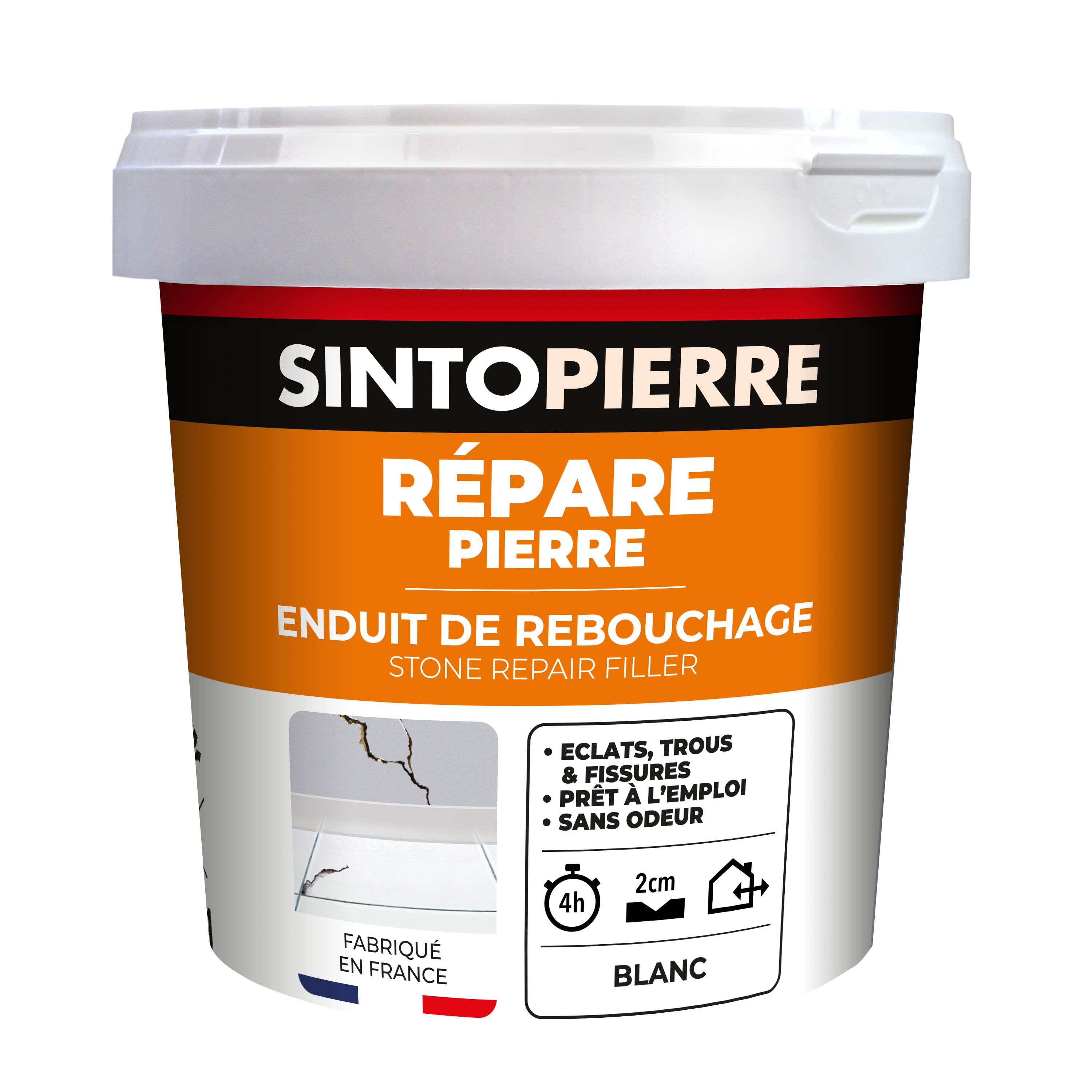 SINTO - Rebouche sols et murs - enduit de rebouchage 2Kg Blanc
