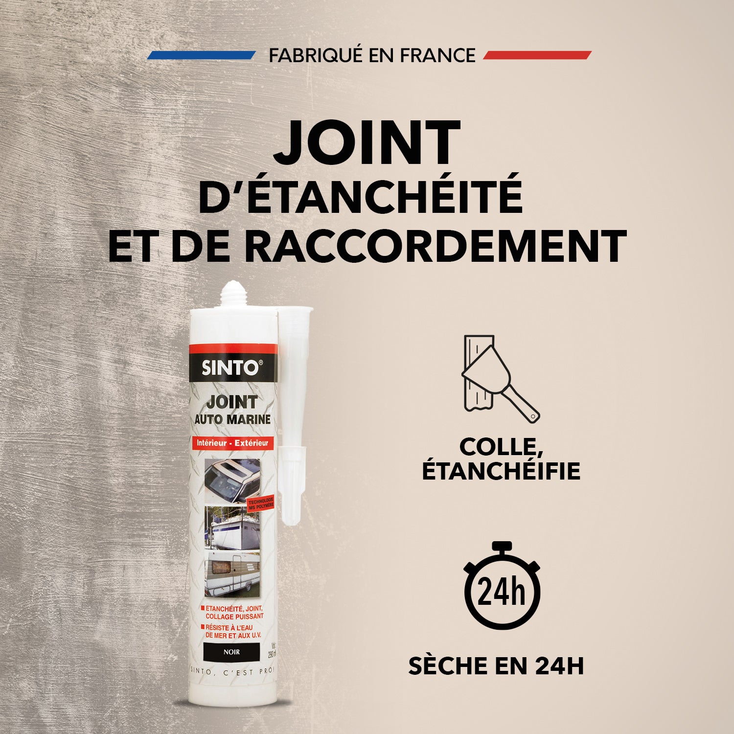 SINTO - Joint mastic auto marine 290ml Blanc