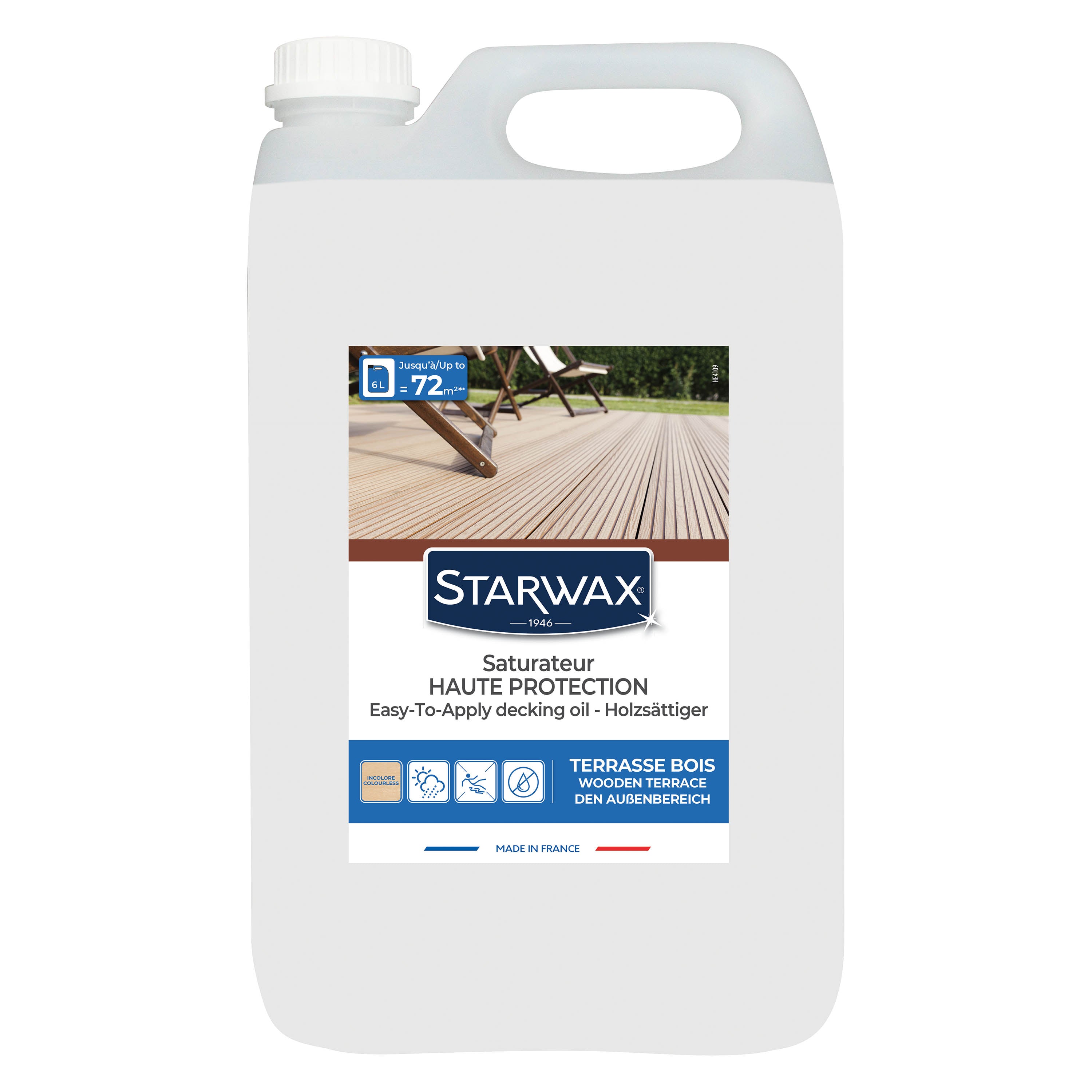 STARWAX - Saturateur Haute protection pour terrasses bois
1L Teck