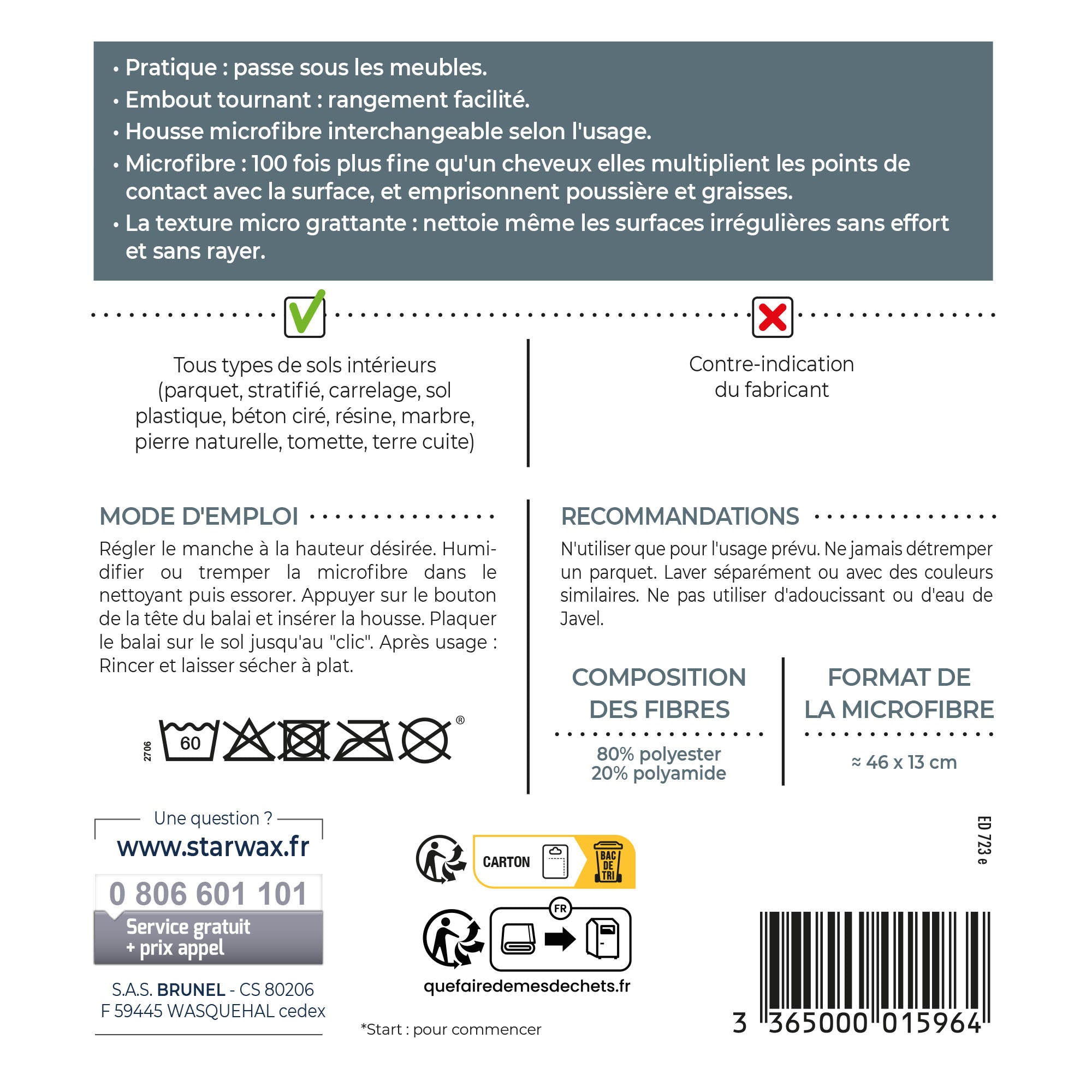 STARWAX - Balai Start + microfibre grattante X1
