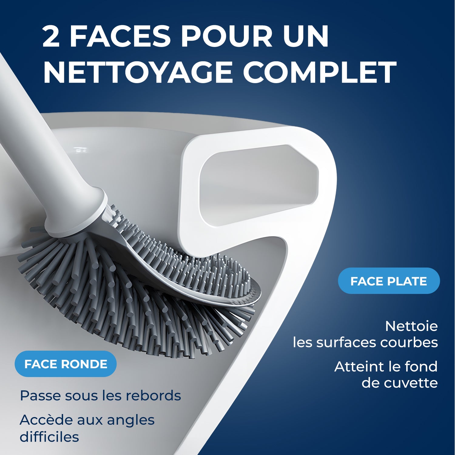 STARWAX - Brosse toilette silicone avec support mural X1 Blanche