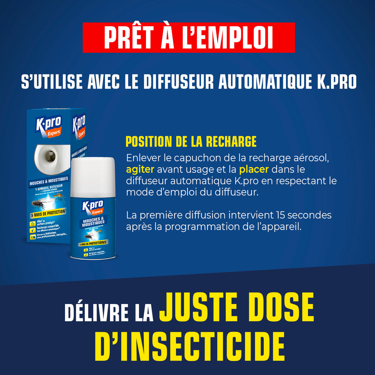 K.PRO - Recharge pour diffuseur automatique mouches moustiques
250ml