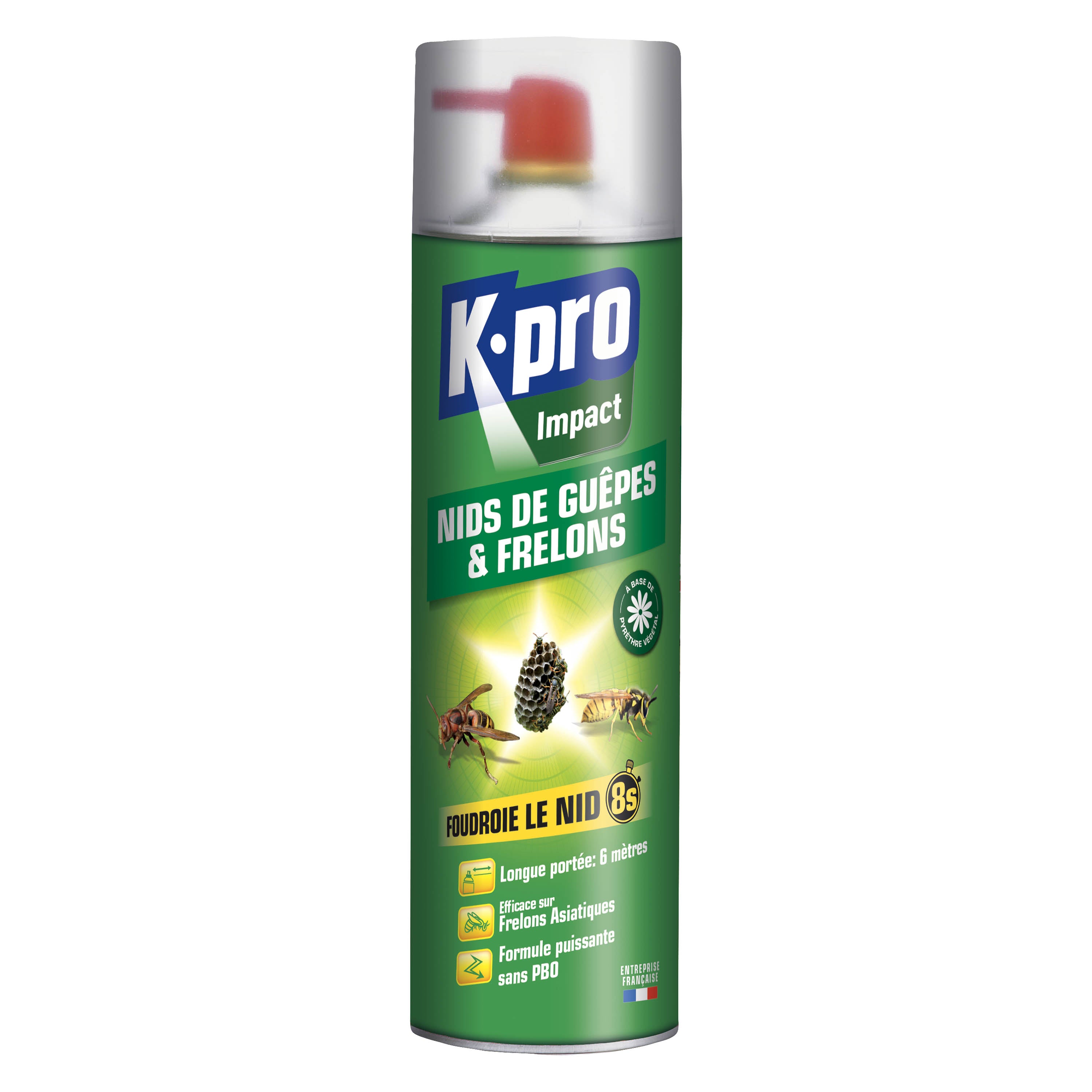 K.PRO - Aérosol foudroyant nids de guêpes et frelons 500ml