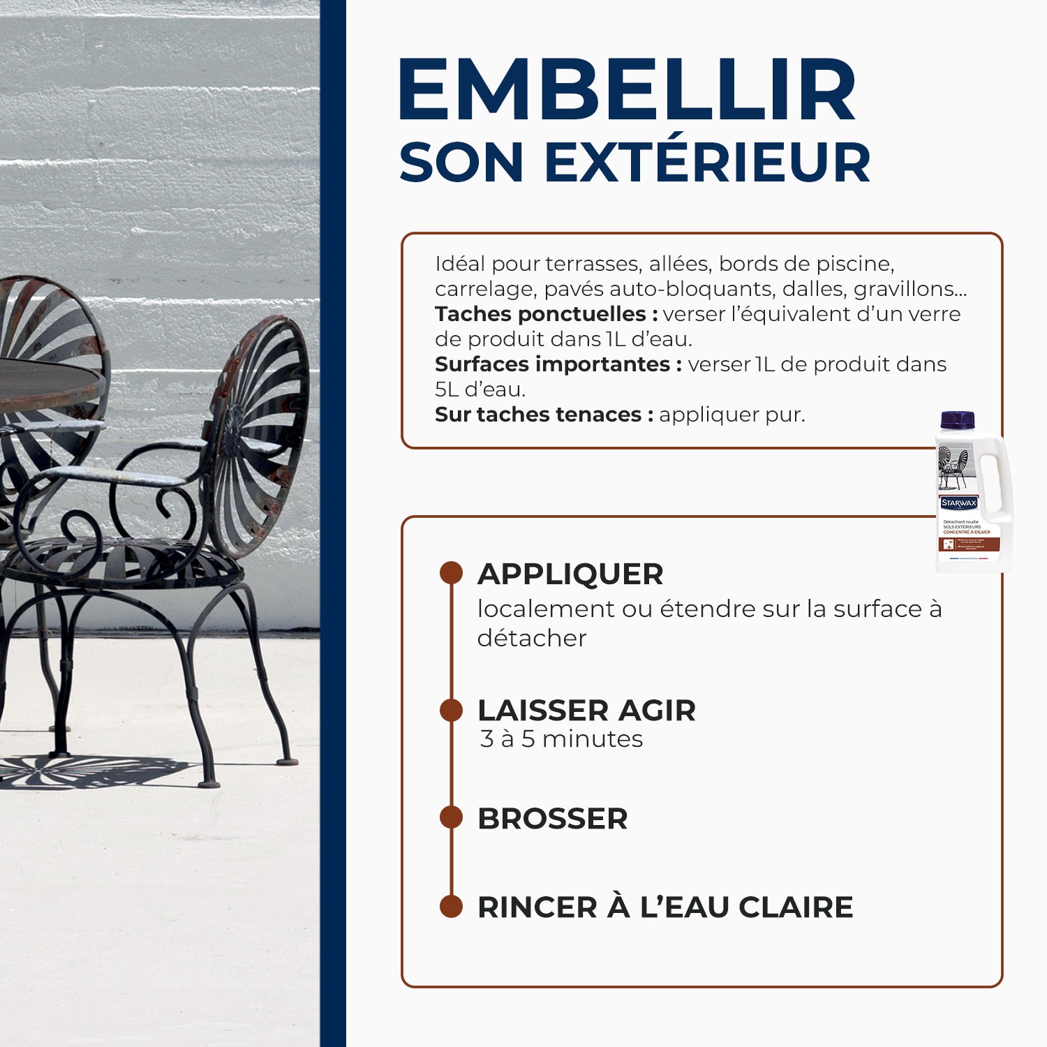 STARWAX - Détachant rouille pour sols extérieurs
1L