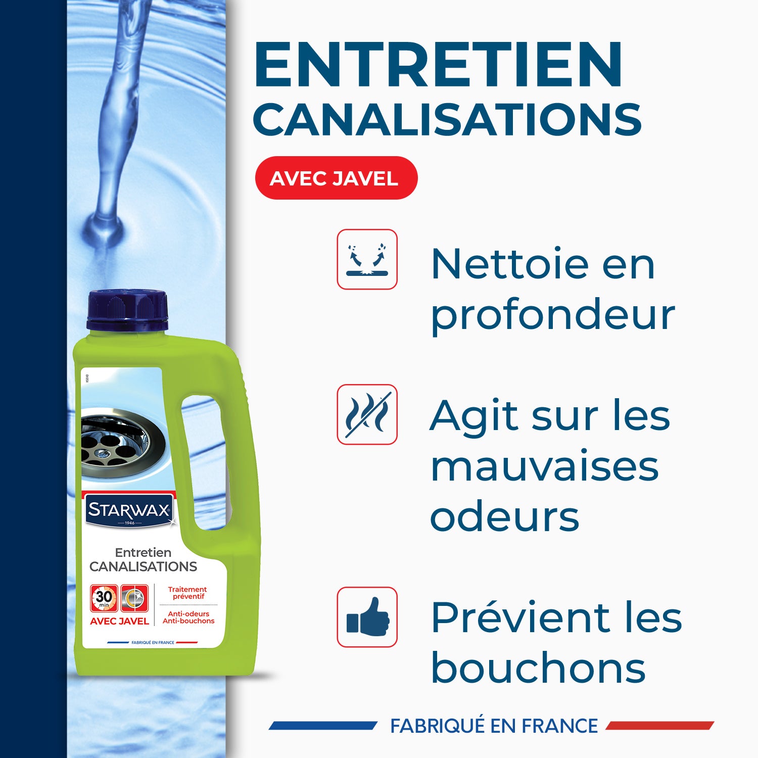 STARWAX - Entretien javel pour canalisations 1L