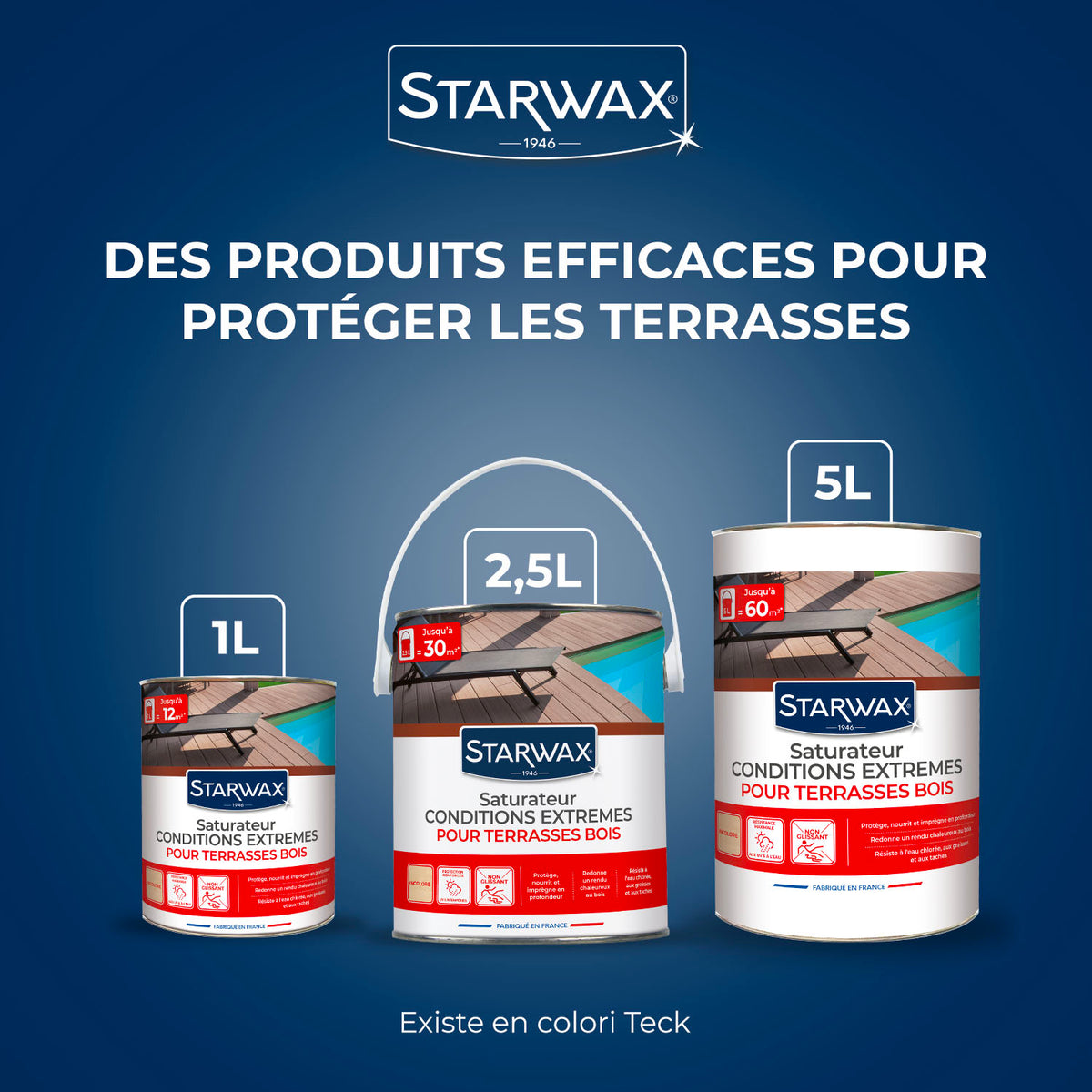 STARWAX - Saturateur bois extérieurs conditions extrêmes
1L Incolore