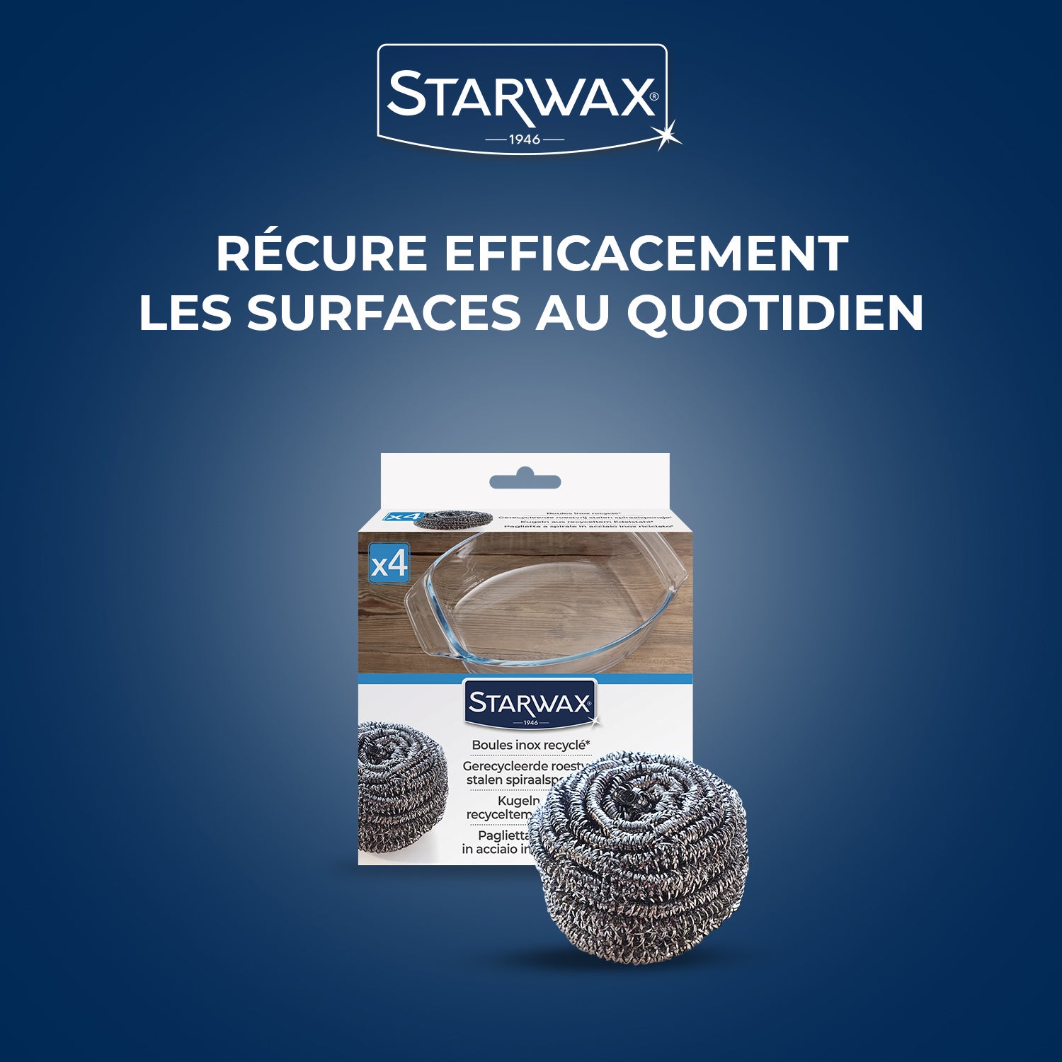 STARWAX - Boules inox recyclées x4 (70% recyclé) X4