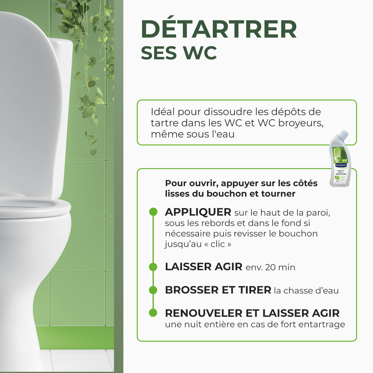 STARWAX SOLUVERT - Détartrant en gel pour WC et broyeurs 750ml