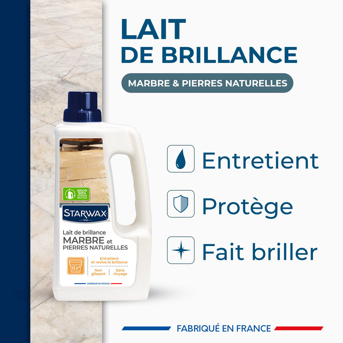 STARWAX - Lait de brillance pour marbres et pierres naturelles 1L