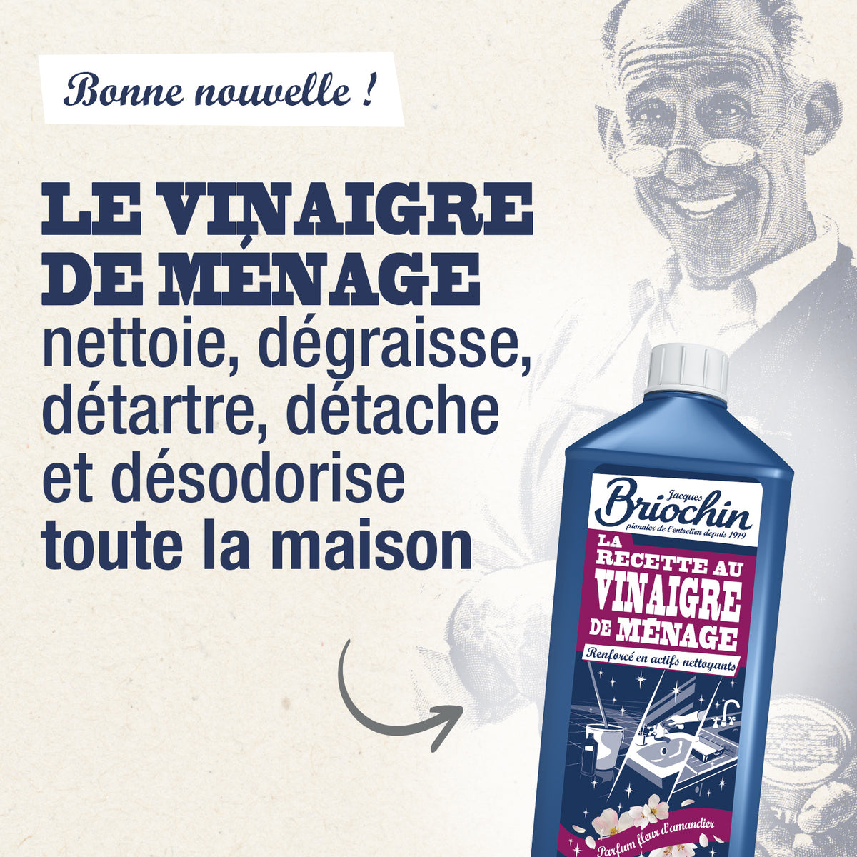 JACQUES BRIOCHIN - Vinaigre parfumé parfum fleur d'amandier 1L Parfum fleur d'amandier