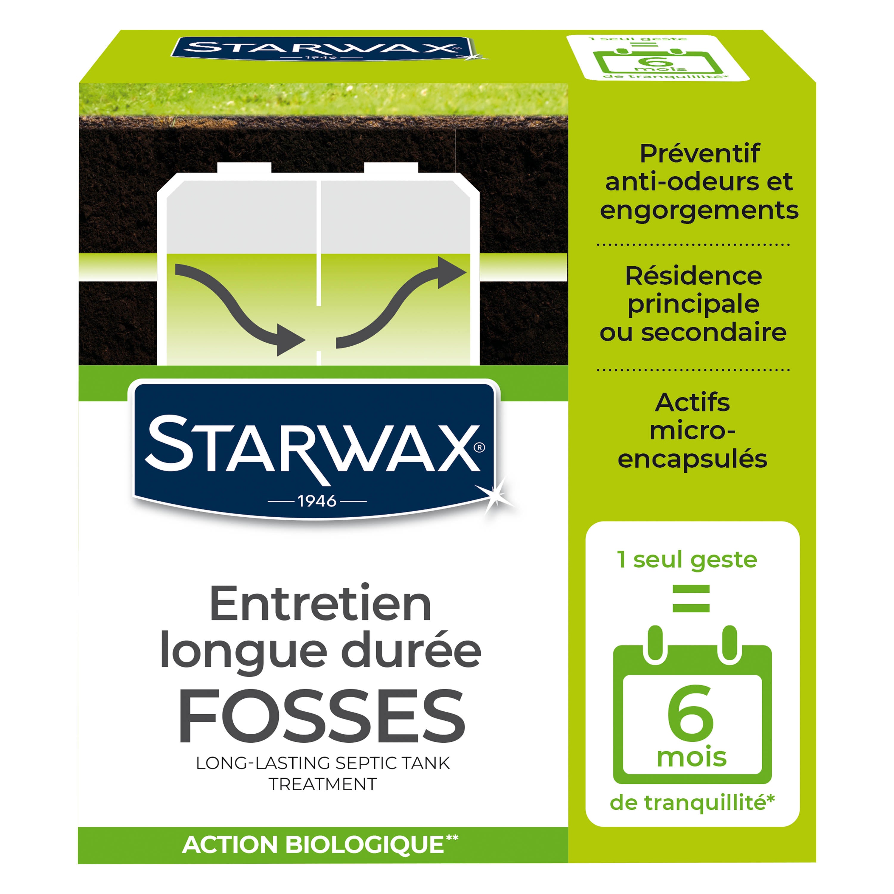 STARWAX - Entretien longue durée pour fosses septiques 500g