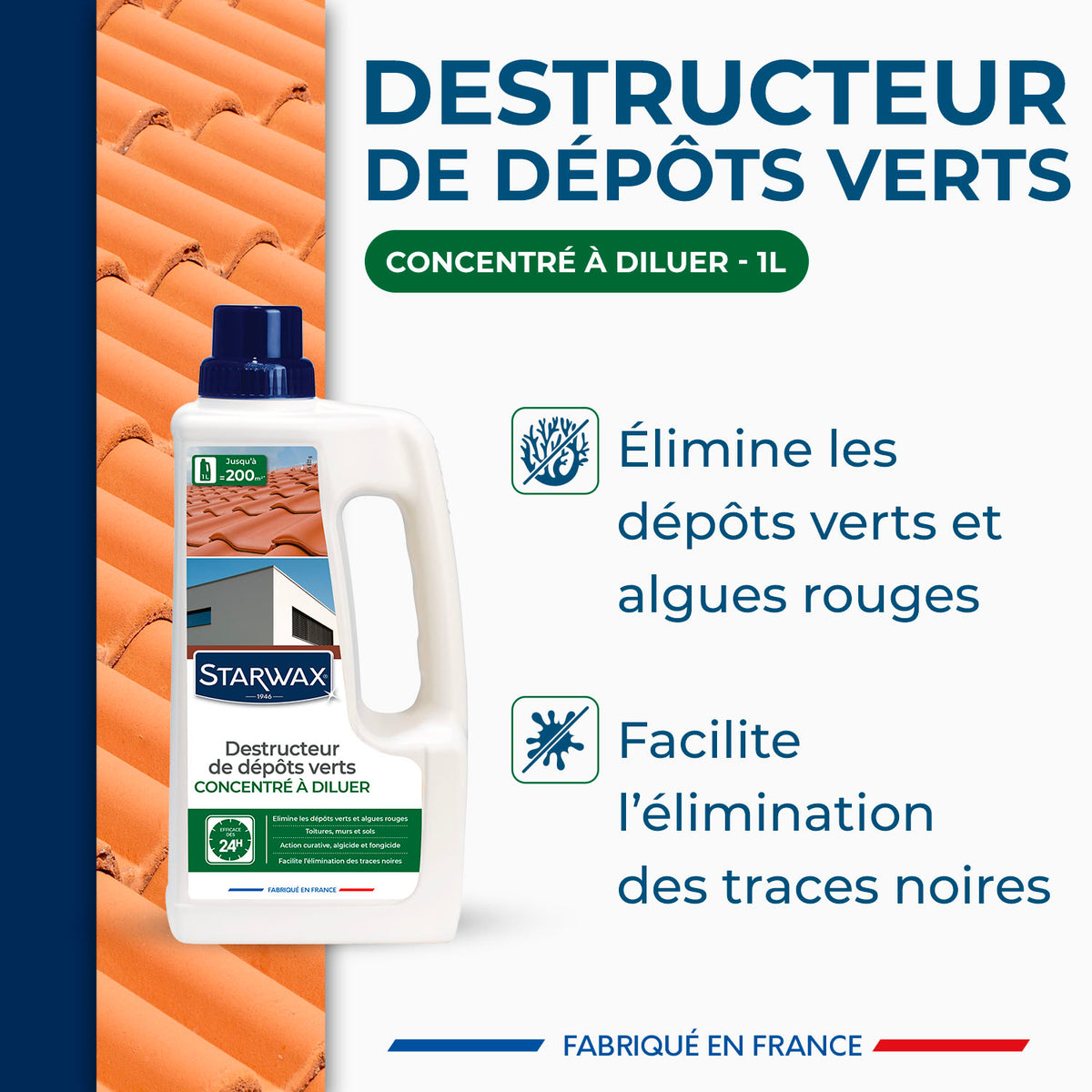STARWAX - Destructeur de dépôts verts concentré à diluer - grandes surfaces 1L