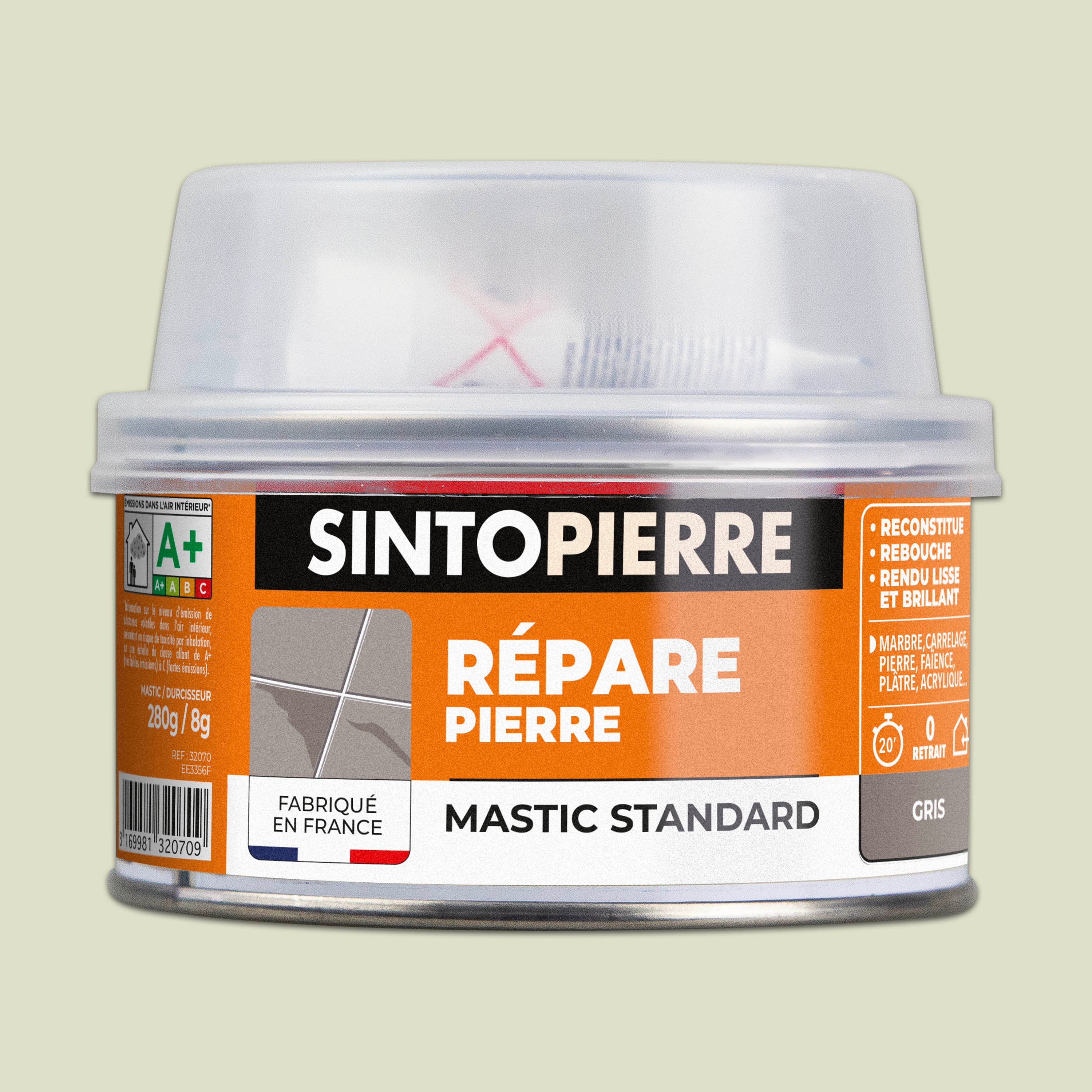 SINTO - Répare sols et murs gris (ardoise, marbre, pierre bleue, béton ciré) 280g Gris