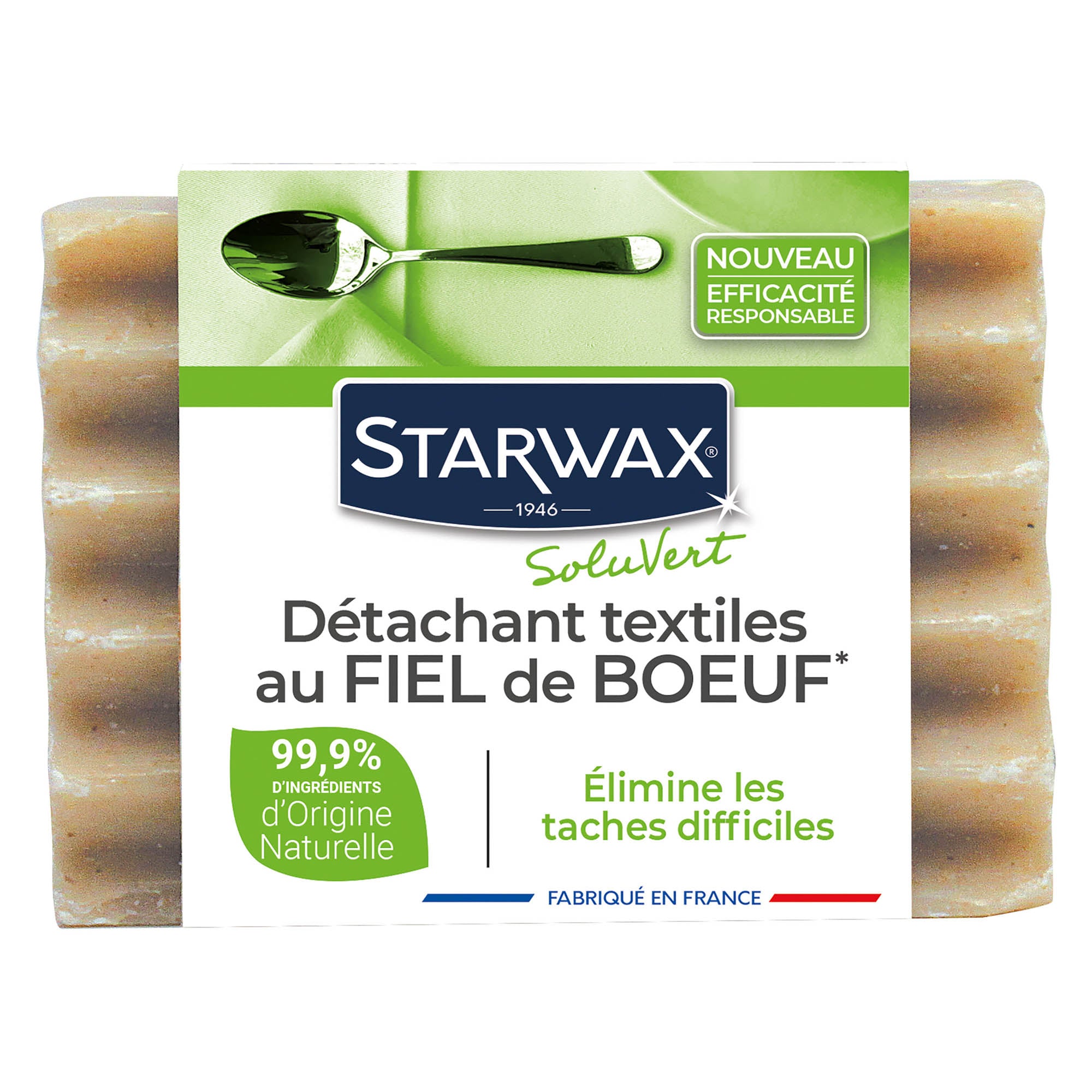 STARWAX SOLUVERT - Savon détachant textile au fiel de boeuf 100g