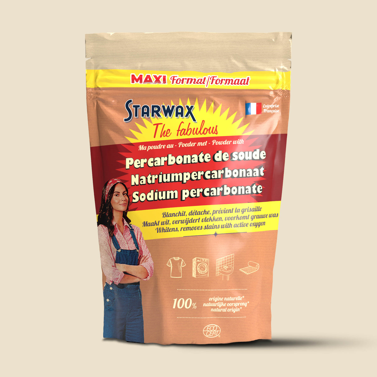STARWAX FABULOUS - Ma poudre détachante & raviveur de blancheur au percarbonate de soude – Sachet éco 1kg