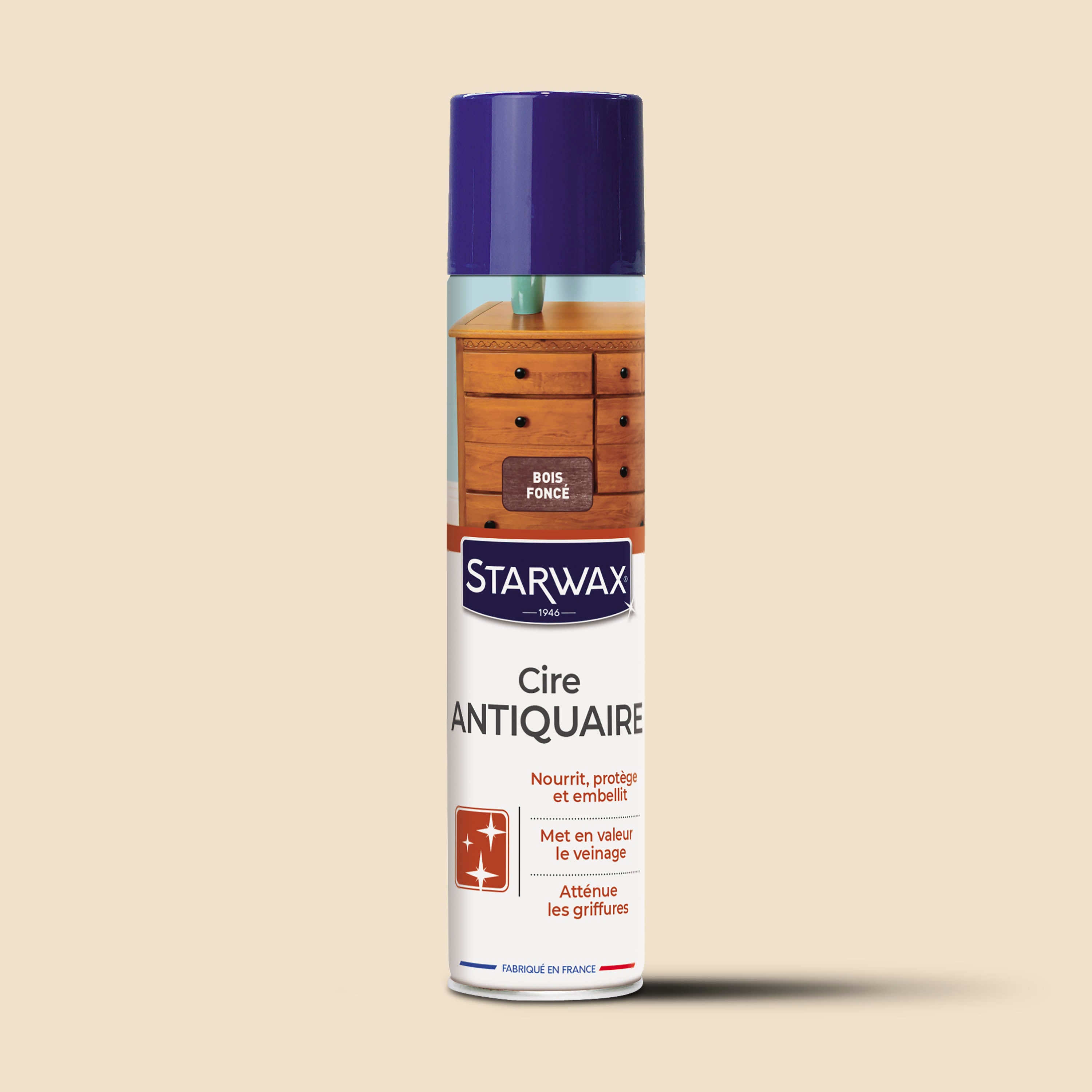 Cire antiquaire aérosol pour bois cirés