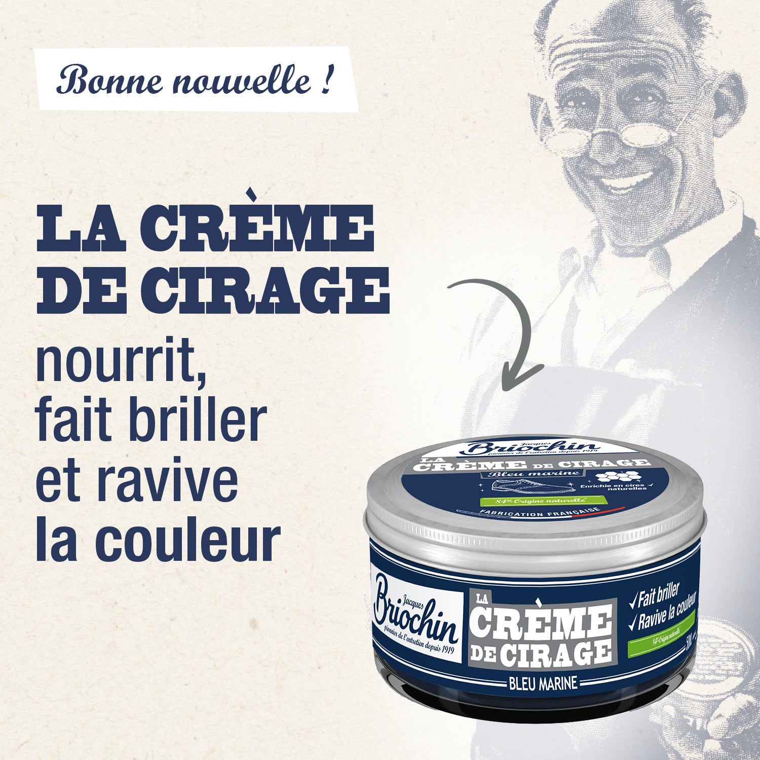 JACQUES BRIOCHIN - Crème de cirage bleu marine 50ml Couleur bleu