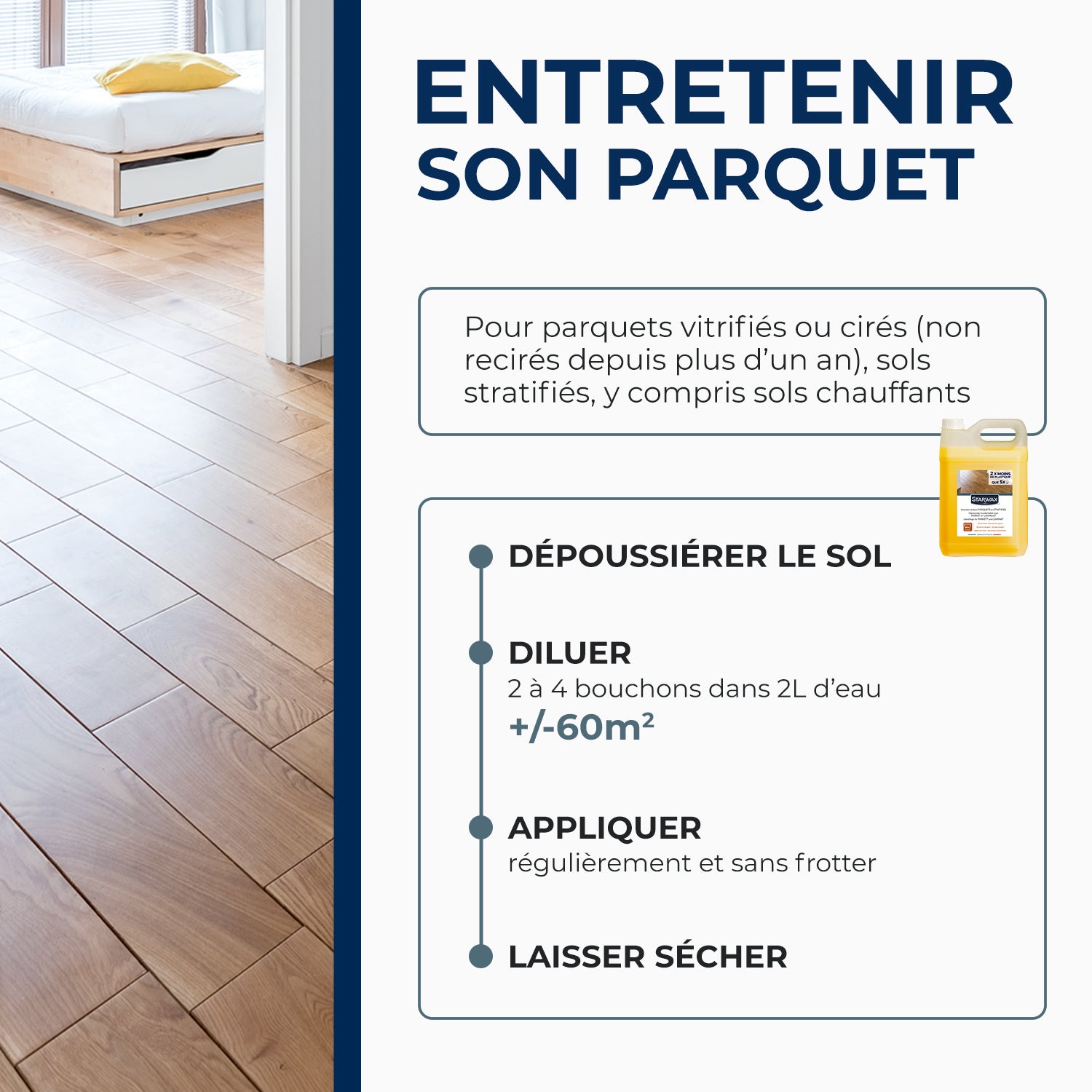 STARWAX - Entretien brillant pour parquets et sols stratifiés
1L