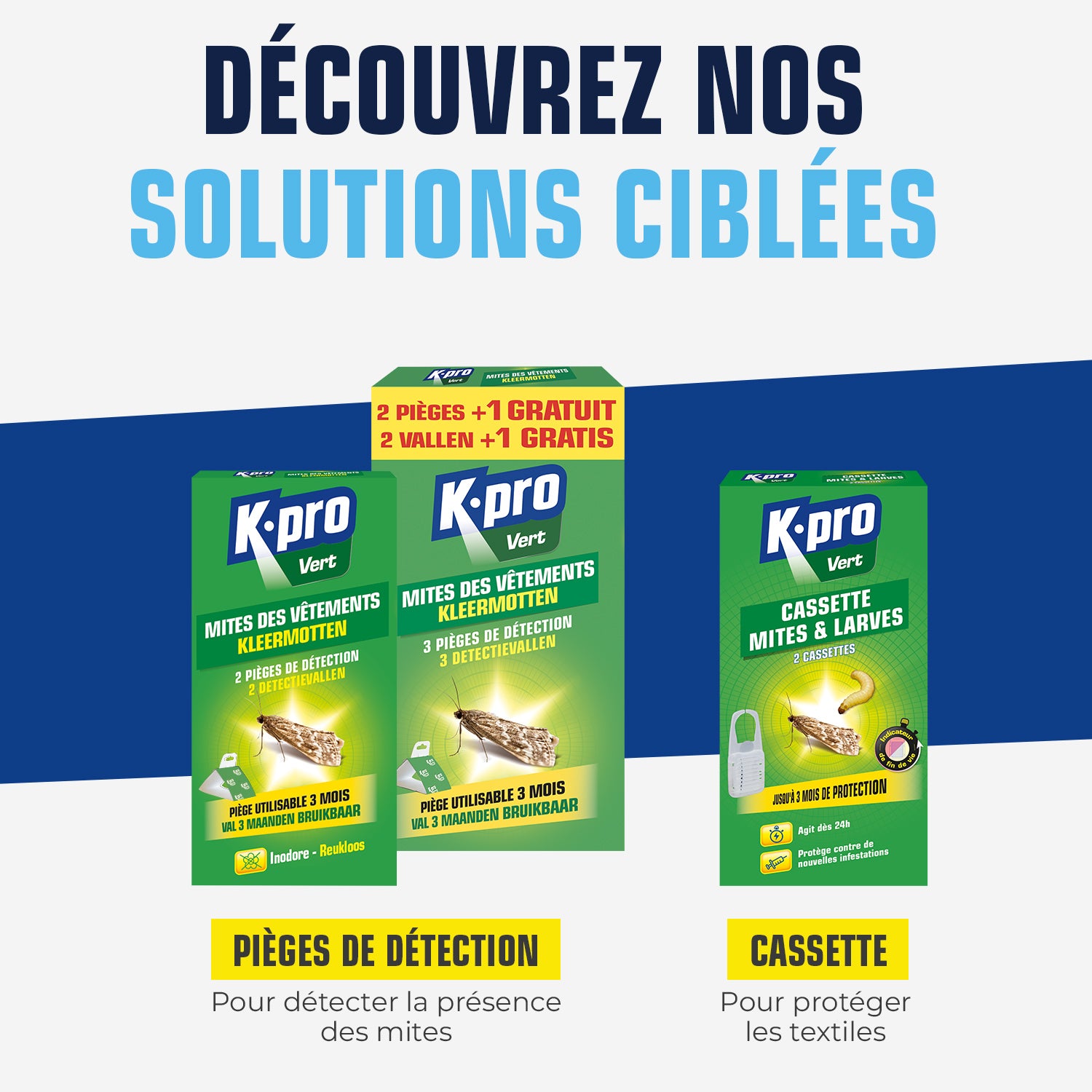 K.PRO - Cassettes répulsives mites des vêtements 2 cassettes