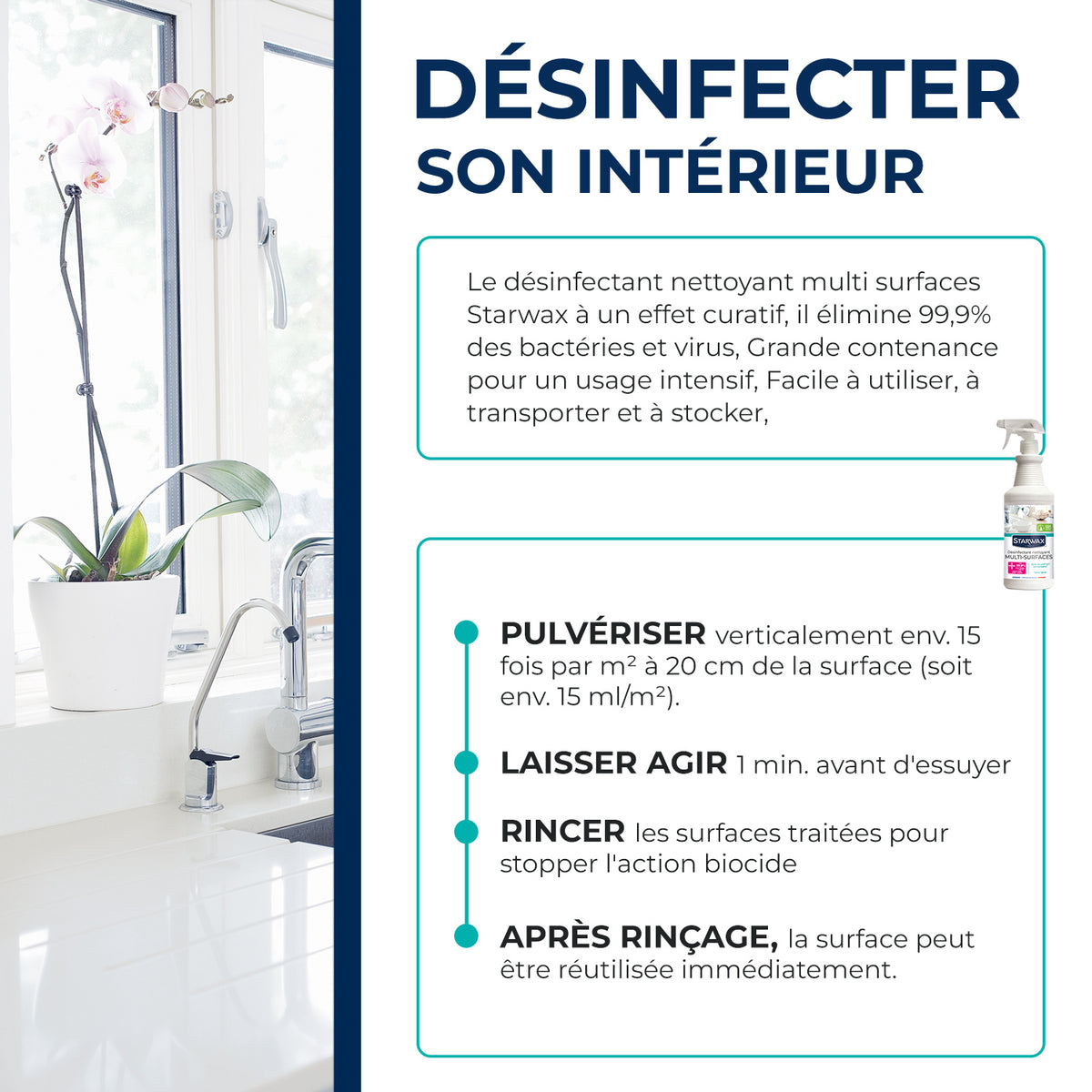 STARWAX - Désinfectant nettoyant multi-surfaces
1L
