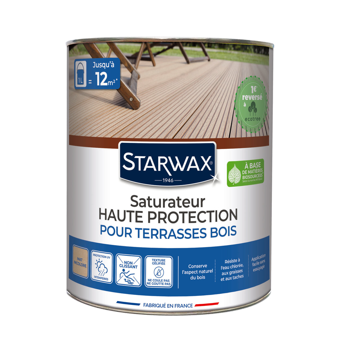 STARWAX - Saturateur Haute protection pour terrasses bois
1L Teck