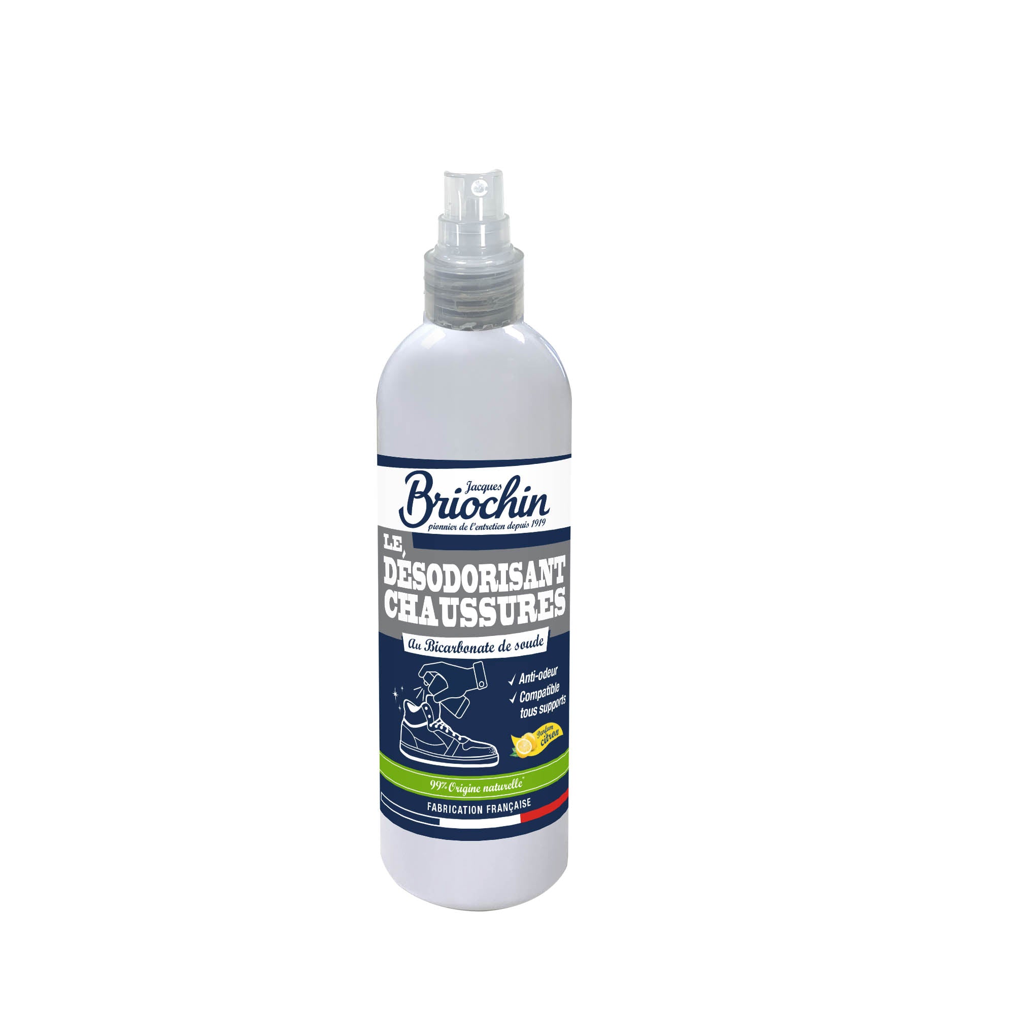 JACQUES BRIOCHIN - Désodorisant chaussures au bicarbonate 200ml Parfum citron