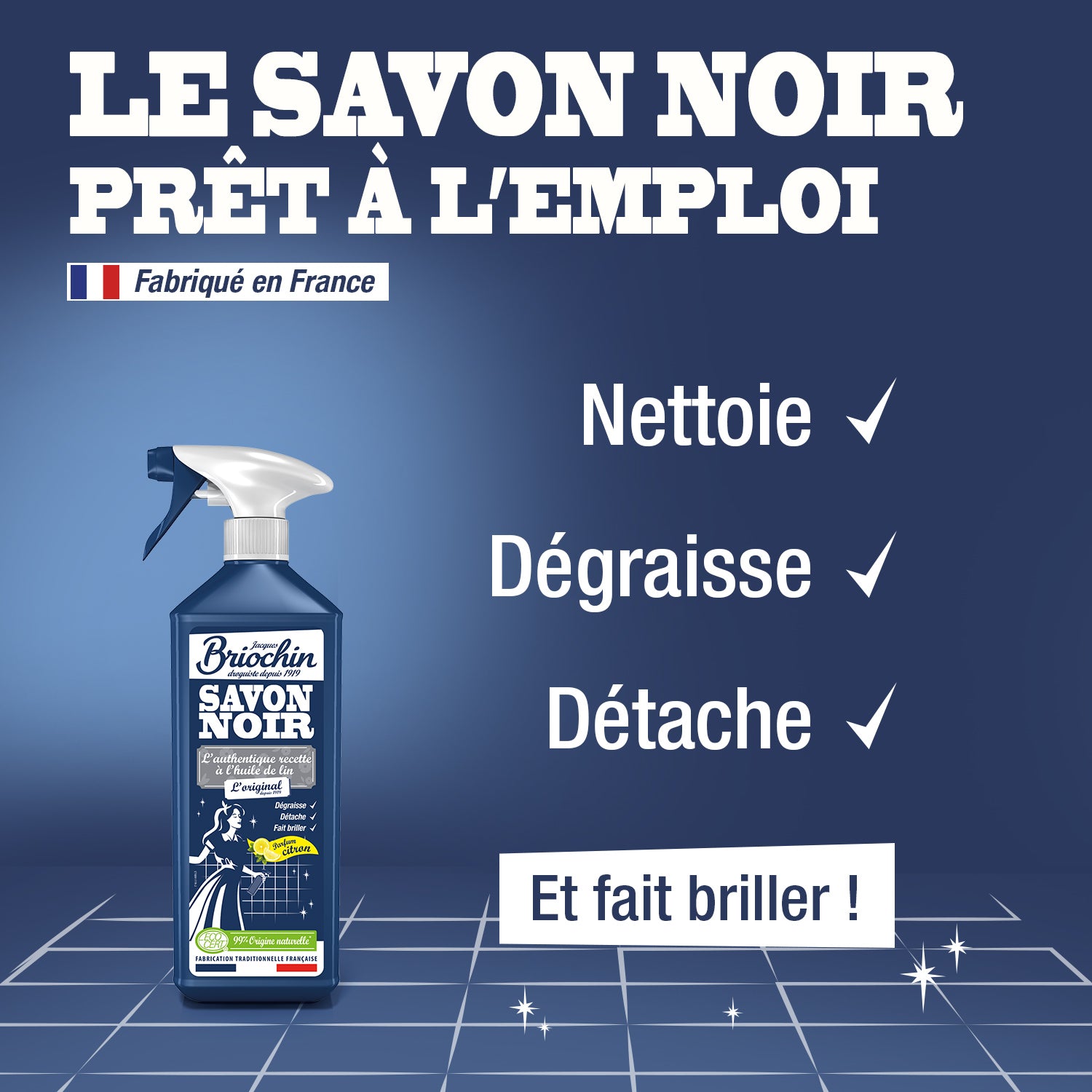 JACQUES BRIOCHIN - Savon noir prêt à l'emploi parfum citron frais 750ml Citron