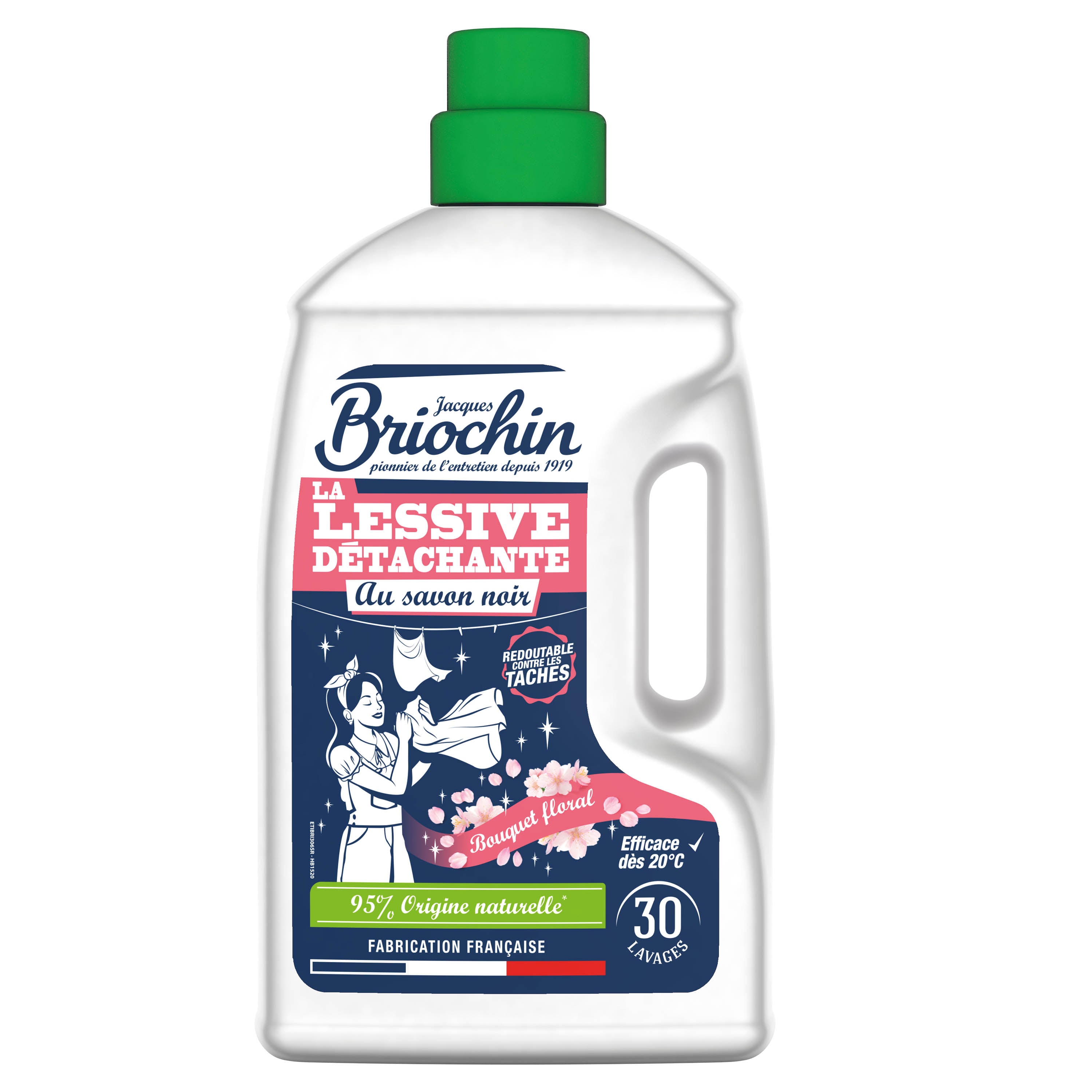 JACQUES BRIOCHIN - La Lessive détachante au Savon noir parfum Bouquet floral 1,35L Parfum Bouquet floral