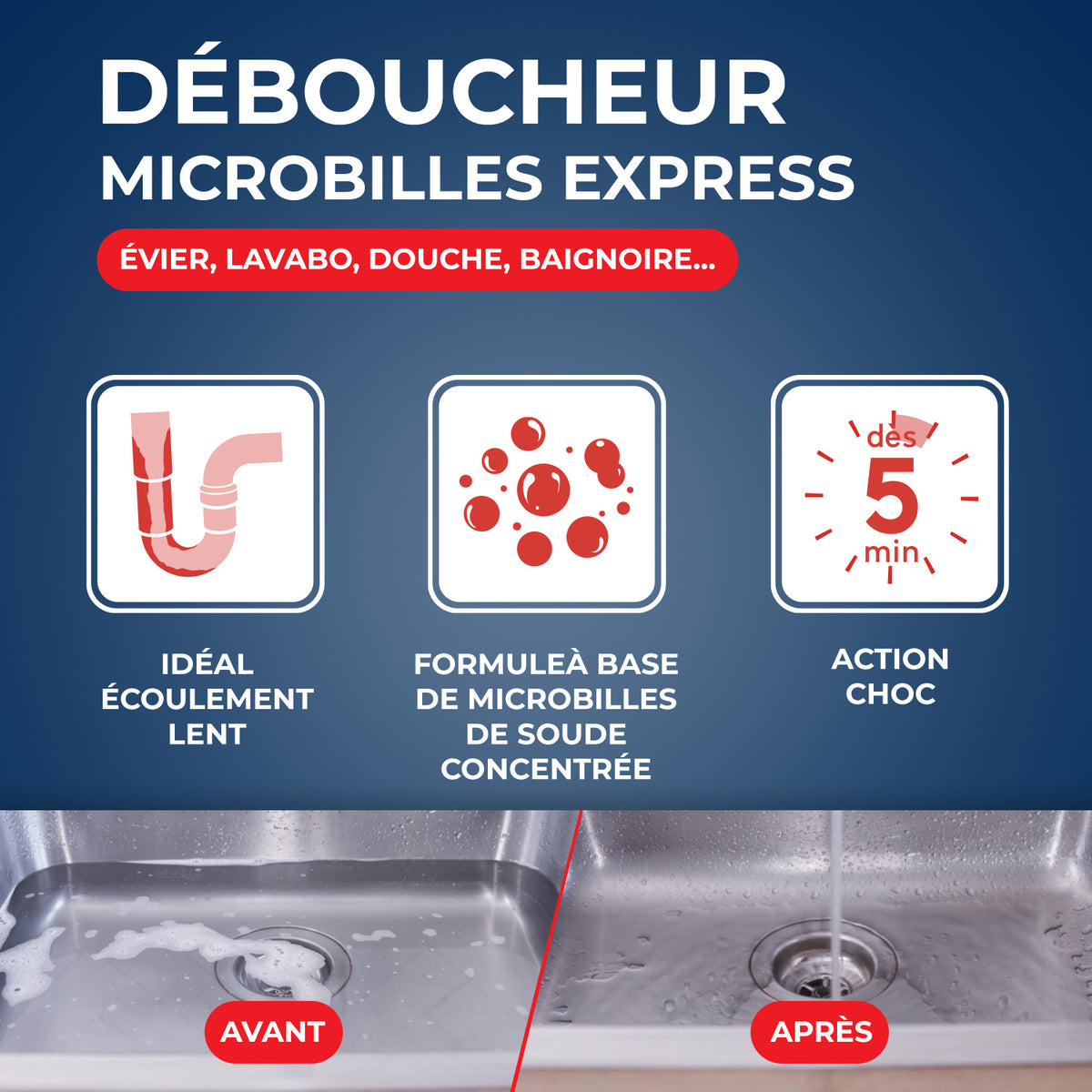 STARWAX - Déboucheur microbilles pour canalisations 500g