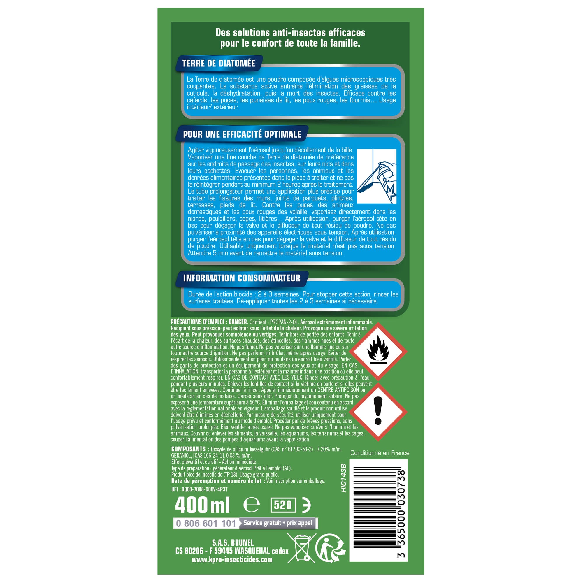 K.PRO - Aérosol Terre de diatomée
400ml